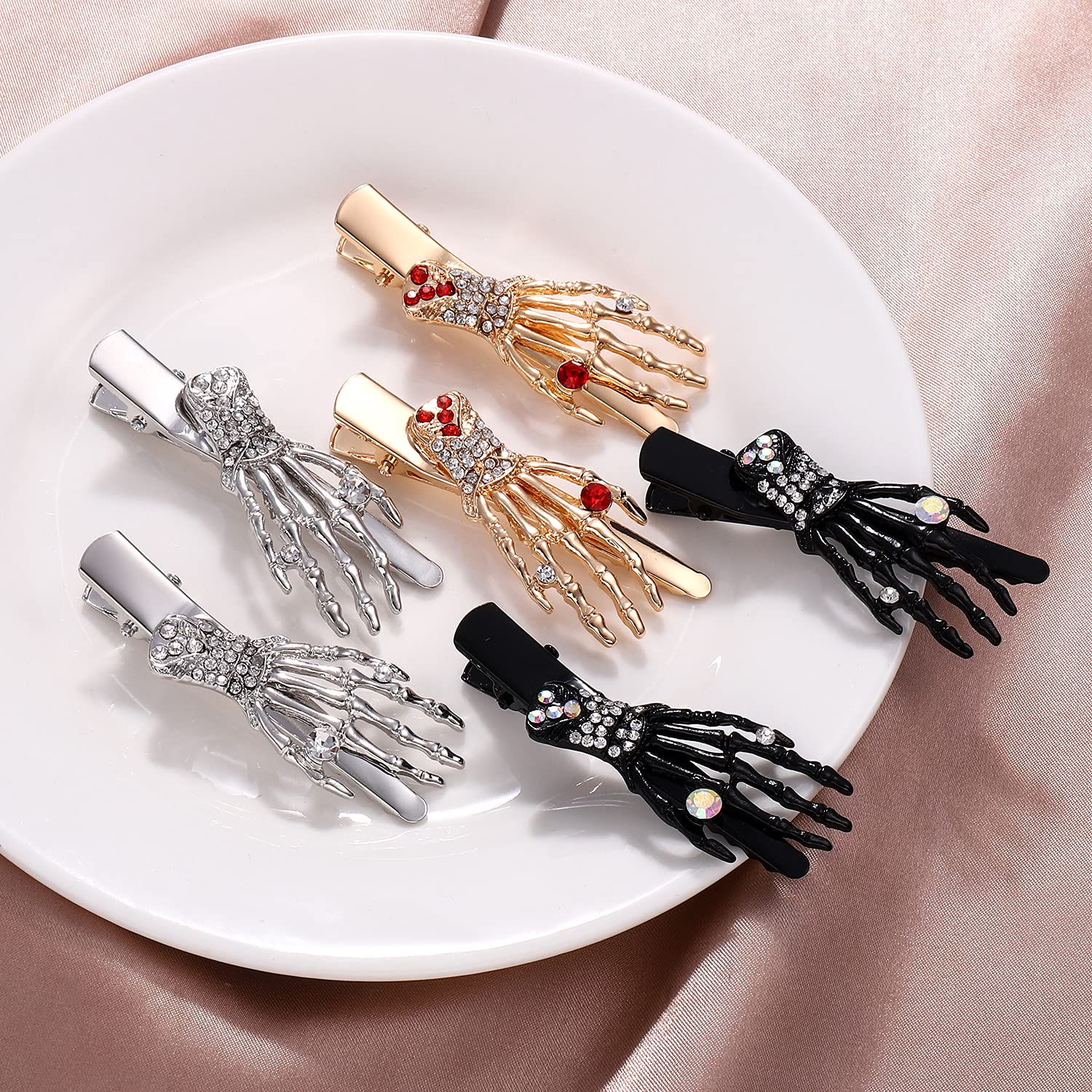 Spooky Halloween Hair Clips for Women - Cute Candy Duckbill & Gothic Skeleton Hand Hairpins - Perfect Hair Accessories for Costume Parties, Trick or Treat, and Holiday Gifts (Style C) - Great for Halloween Cosplay, Themed Events & Festive Celebrations