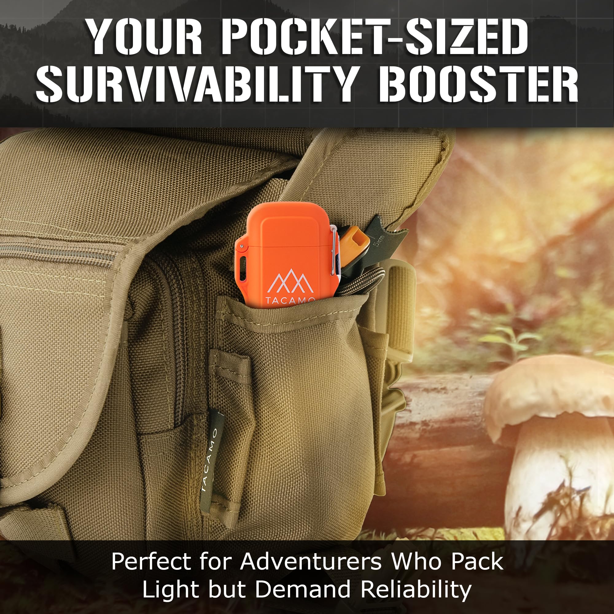 TACAMO® H2 Rechargeable Electric ARC Lighter - USB Plasma Lighter with LED Flashlight, Waterproof & Windproof for Outdoor Camping, Hiking, Survival & Emergency Use