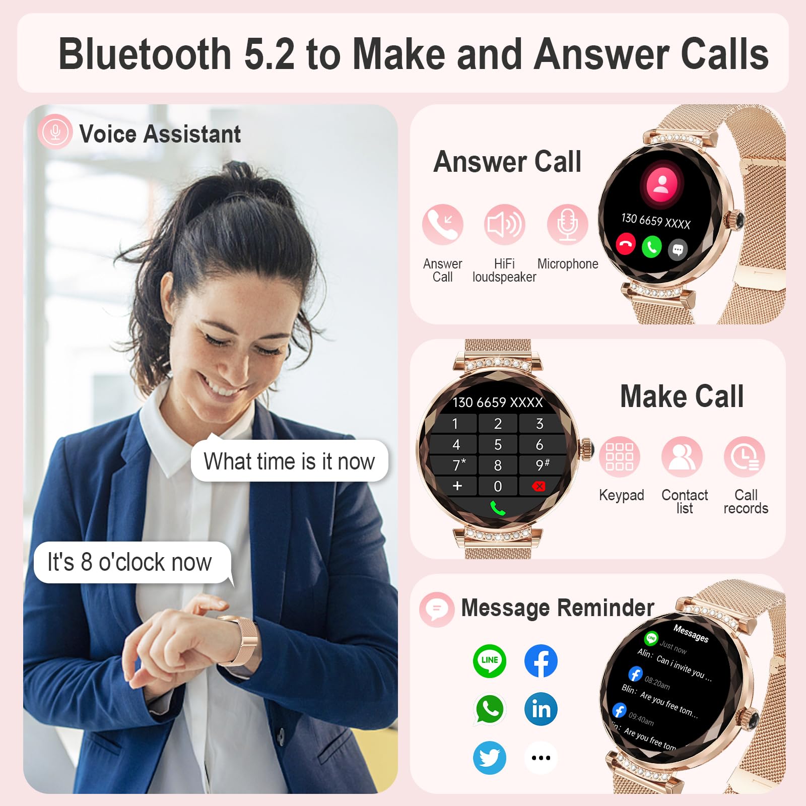 Smart Watches for Women with Bluetooth Call, 1.19