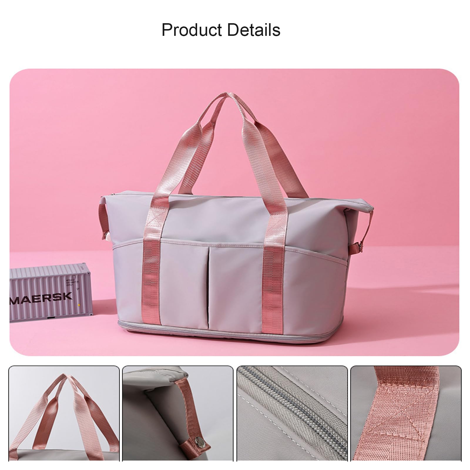 Best Carry-On Duffle Bag for Airplanes & Gym - Travel Overnight Bag with Shoe Compartment for Women & Men (Pink) - Perfect for Business Trips, Weekend Getaways & Workout Sessions