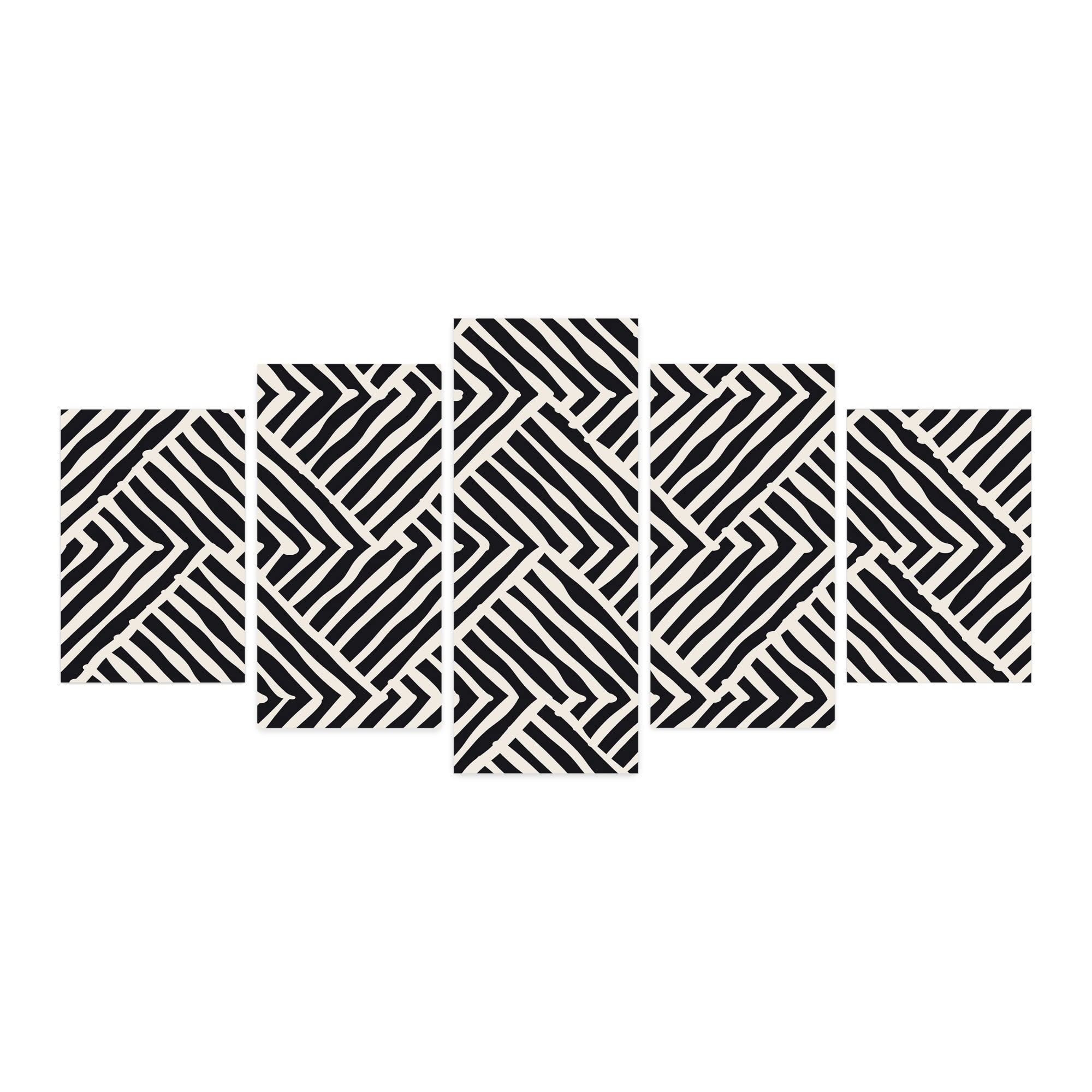 Ambesonne Abstract 5-Panel Acrylic Glass Wall Art - Modern Monochrome Triangle Brushstroke Design for Living Room, Bedroom & Dorm Decor - 60