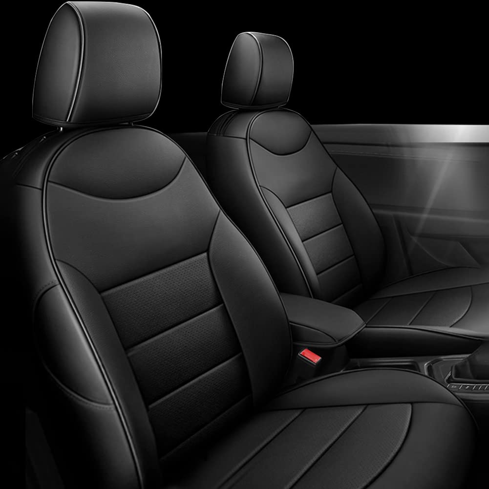 Premium Leather Car Seat Covers for 2022 Volkswagen Taos S/SE - 5-Seat Waterproof Seat Protectors with Airbag Compatibility | Luxury Interior Upgrade for Cars, SUVs & Daily Commuting