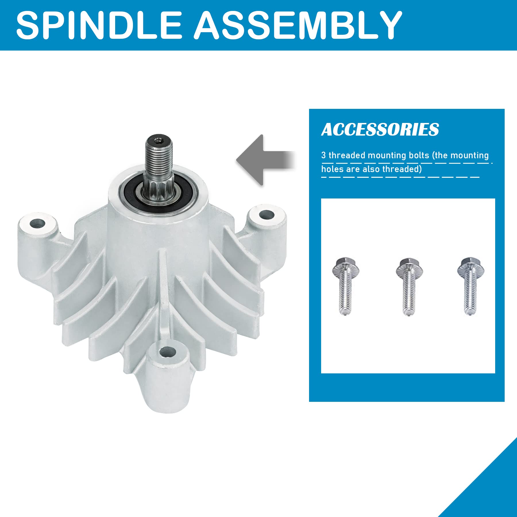 Husqvarna Spindle Assembly 143651 - Compatible with AYP, YTH1746AB, YTH180, YTH2046AB, YTHK180, GTH200, GTH220 Mowers (44