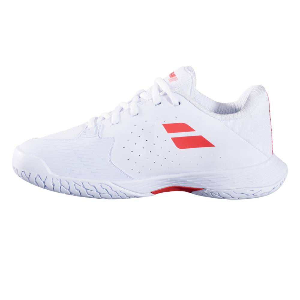 Babolat Propulse 3 AC Junior Tennis Shoes for Boys & Girls - White/Red - Lightweight & Durable for Court Performance - Perfect for Junior Tennis Matches & Training Sessions