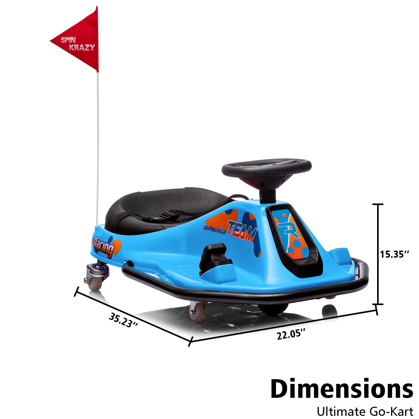 GARVEE 360° Rotating Electric Drift Go Kart for Kids - 24V Ride On Race Car with Adjustable Speed, LED Lights & Music | Perfect for Backyard Racing, Birthday Gifts & Outdoor Play (Blue)