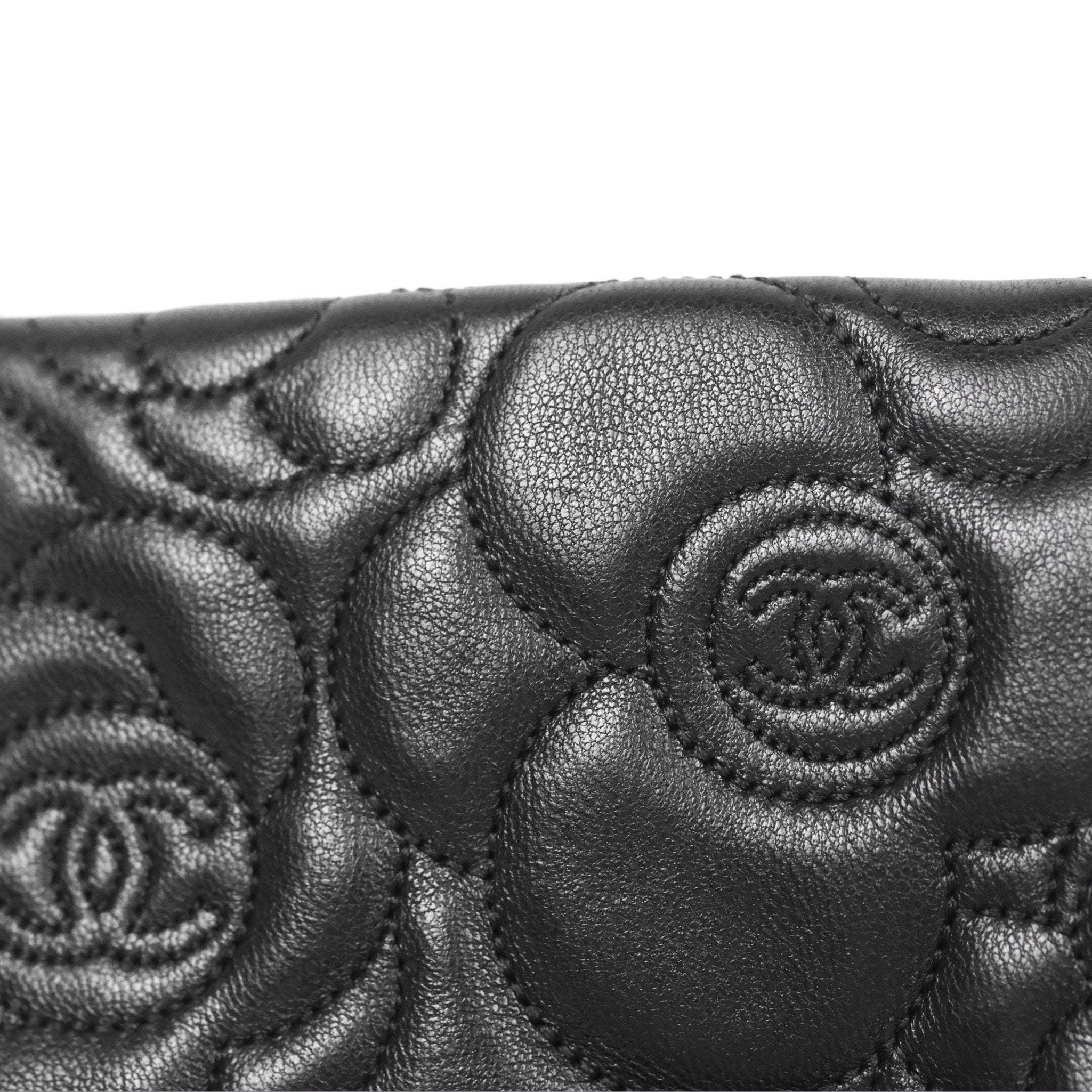 Chanel Camellia Pochette Clutch Bag - Black Lambskin Leather with Gold-Tone Hardware | Evening Bag, Wedding Clutch, Luxury Handbag for Women