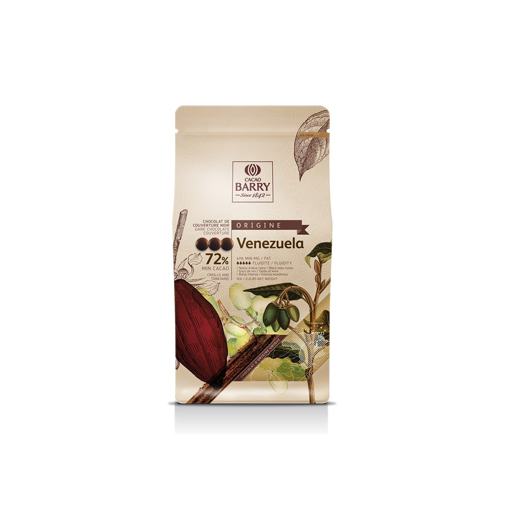 Premium Cacao Barry Venezuela 72% Dark Chocolate Bar - 1kg (2.2 lbs) for Baking, Desserts & Gourmet Recipes | Rich Cocoa Flavor, High-Quality Chocolate for Chefs & Home Bakers