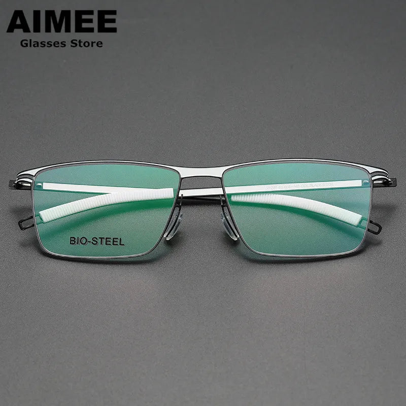 Aimee Unisex Full Rim Square Screwless Titanium Acetate Eyeglasses 22261 - Lightweight Durable Frame for Reading, Working & Daily Wear