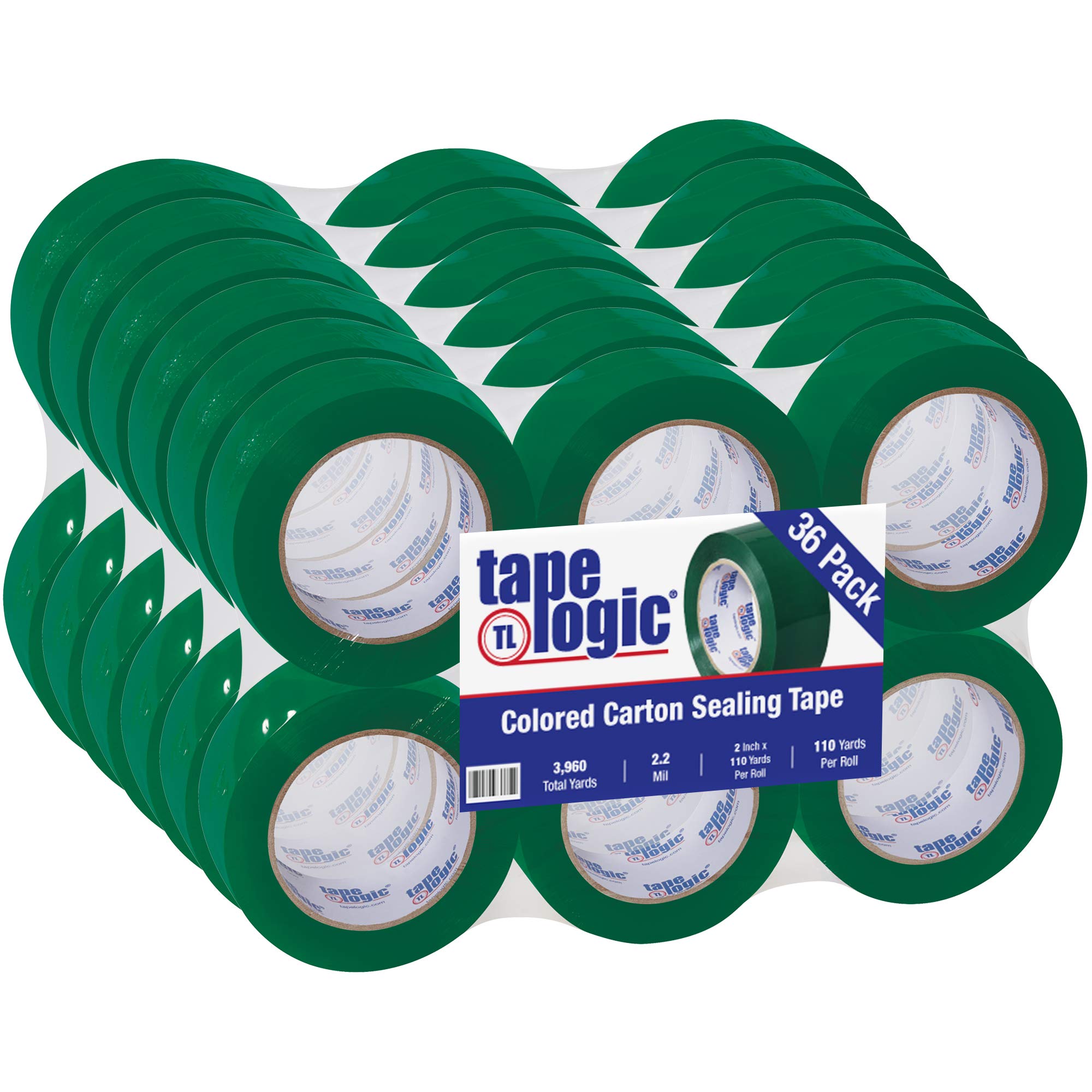 Aviditi 2 Inch x 110 Yard Heavy Duty Green Packing Tape - 2.2 Mil Thick Colored Shipping Tape (36 Pack) | Ideal for Moving Boxes, Package Sealing, Office Supplies & Home Organization