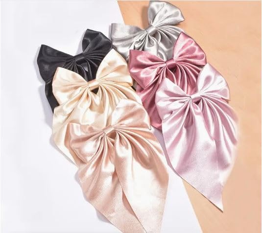 SHIDARA 6-Pack Colorful Ribbon Hair Bows for Girls - Double Long Tassel Hair Clips, Cute Kawaii Hair Accessories for Kids, Braiding & Styling (Multicolor) - Perfect for School, Parties & Everyday Wear