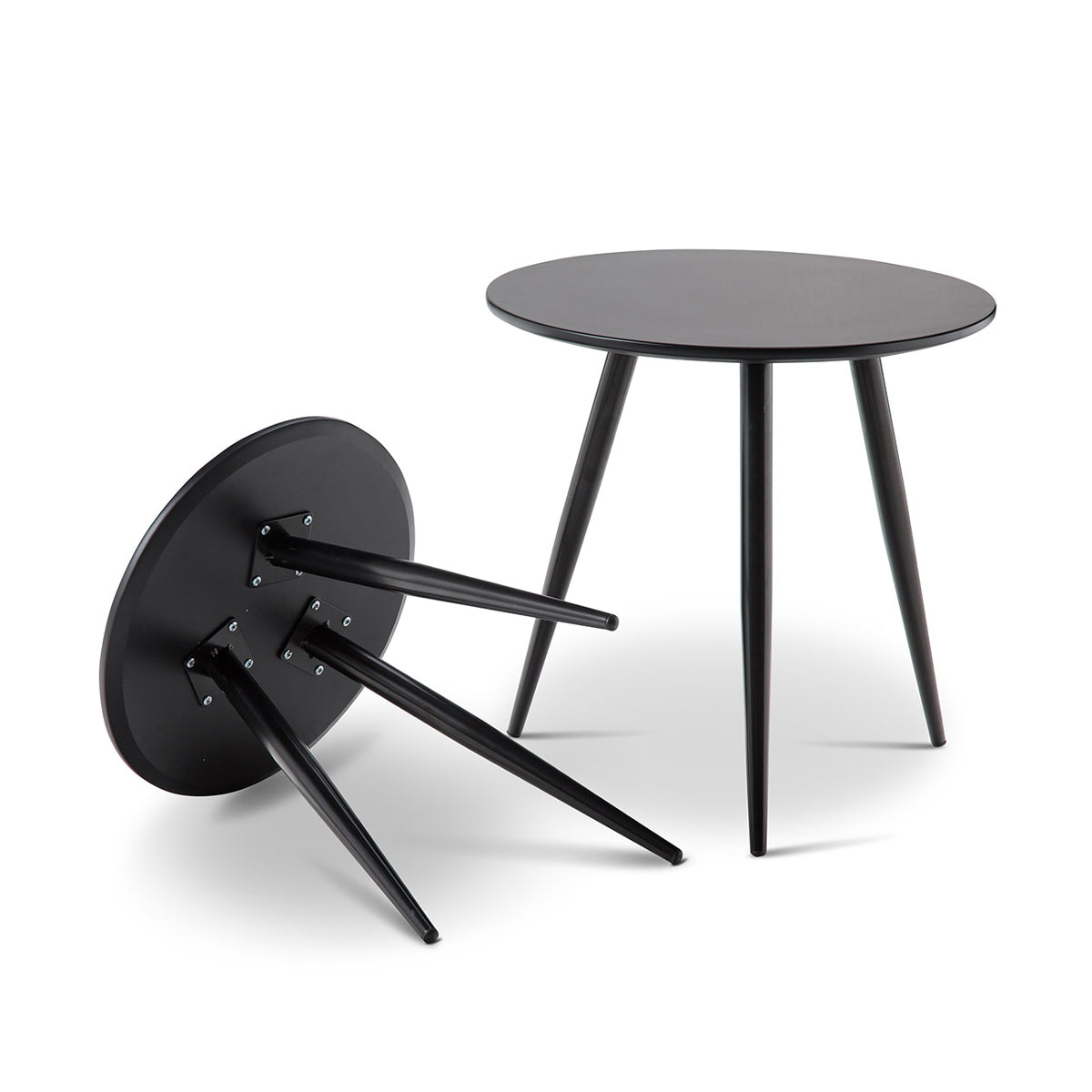 Komma Nested Side Tables - Set of 2 Modern End Tables for Living Room, Bedroom, or Office - Space-Saving Accent Tables with Sturdy Metal Frame and Wooden Top