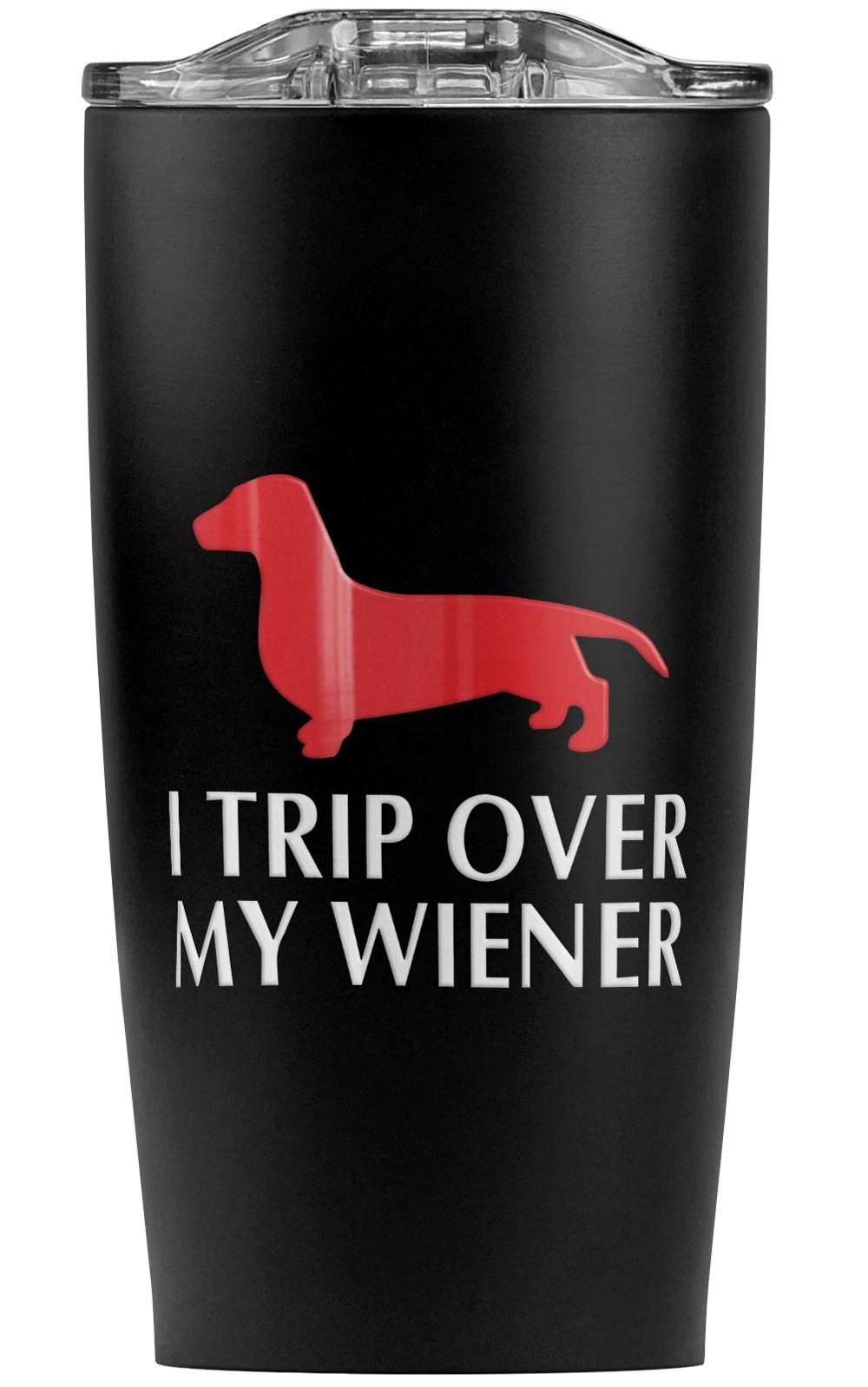 LOGOVISION I Trip Over My Wiener Dachshund Funny Stainless Steel 20 oz Travel Tumbler - Vacuum Insulated Double Wall Coffee Cup with Leakproof Sliding Lid | Keeps Hot & Cold Beverages for Hours | Perfect for Office, Gym, Hiking and Road Trips