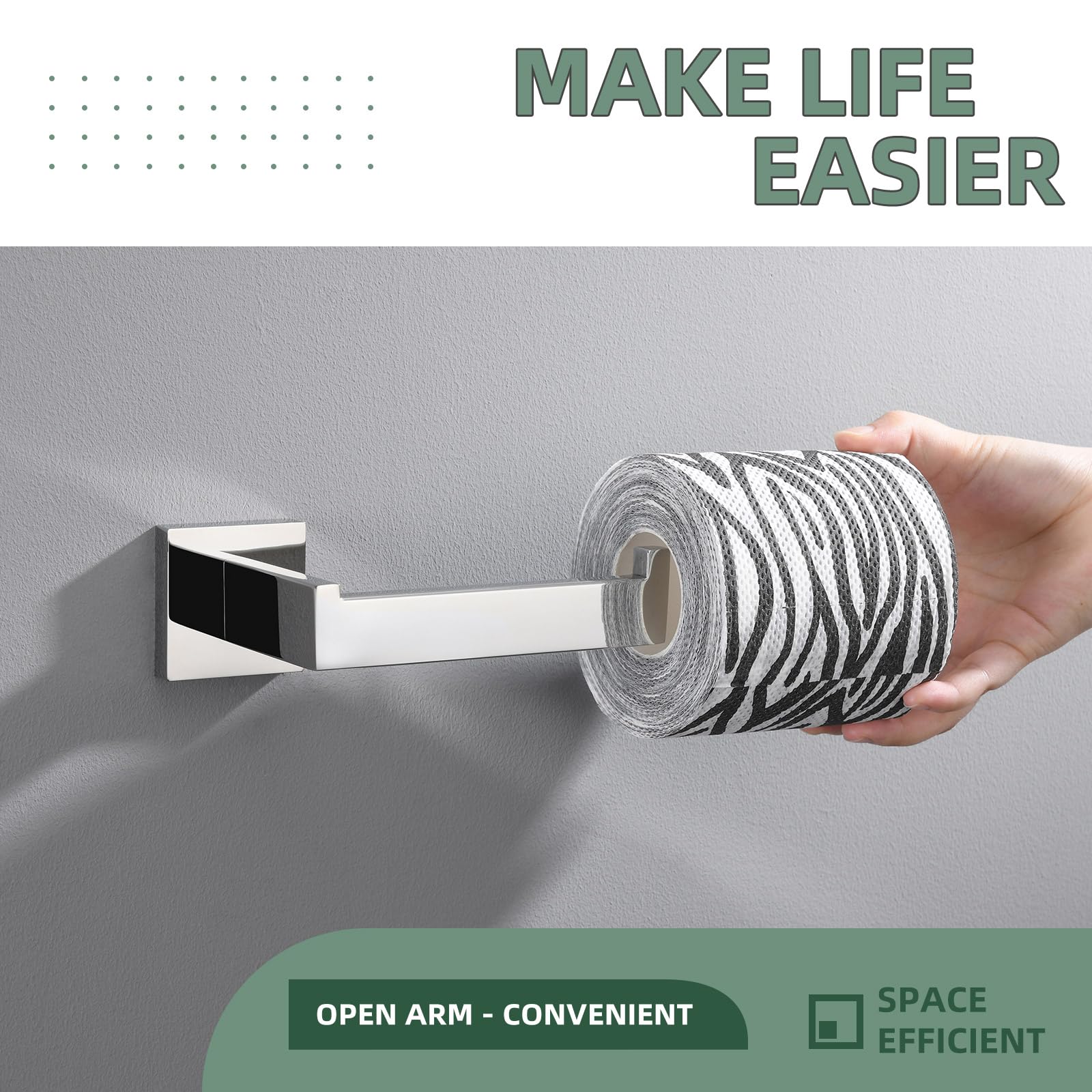 Stainless Steel Toilet Paper Holder - Angle Design SUS304 Bathroom Tissue Roll Hanger, Wall Mounted Chrome Toilet Paper Dispenser for Modern Bathroom & Powder Room Decor