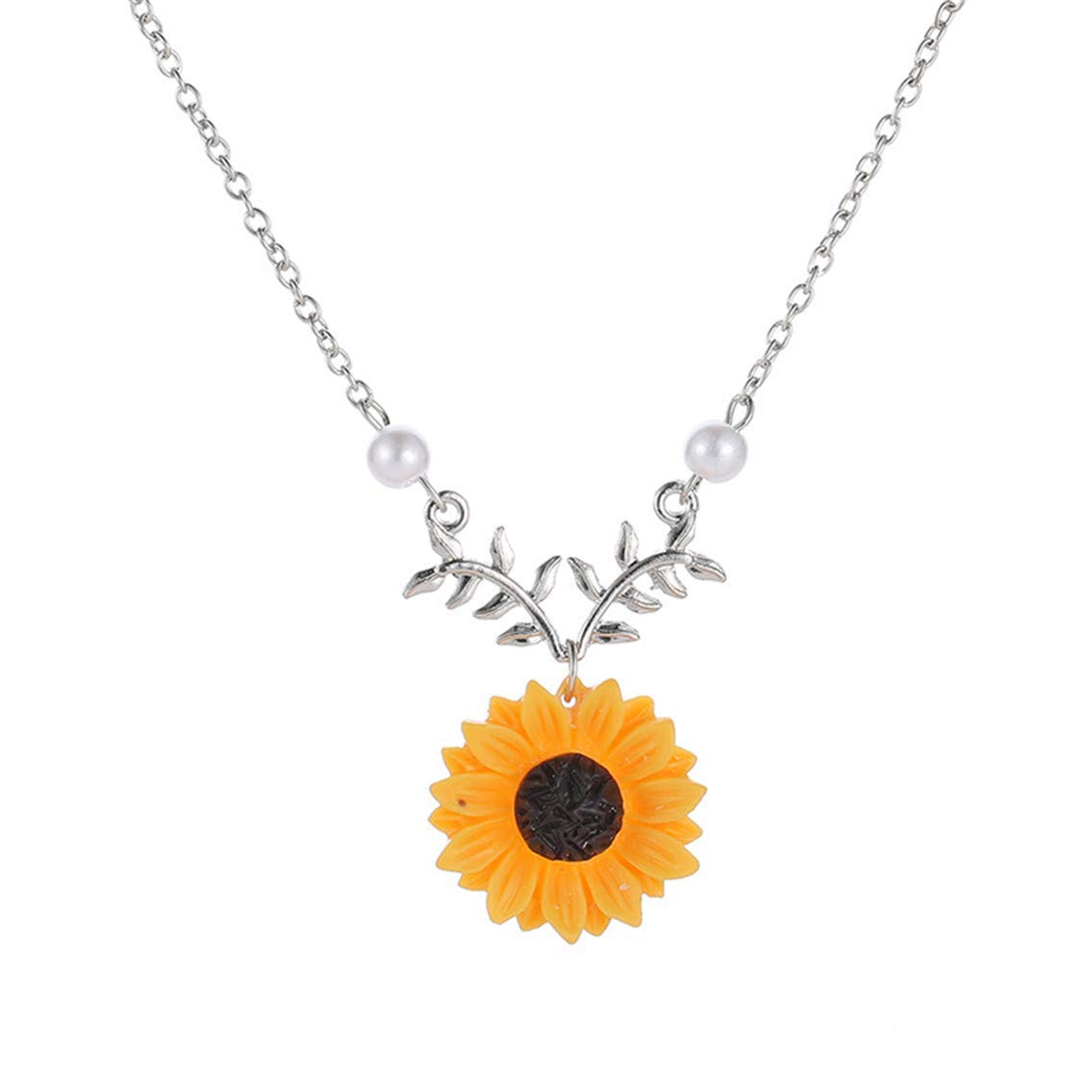 PULABO Sterling Silver Sunflower Pearl Necklace for Women - Elegant Floral Pendant Jewelry Gift for Her | Perfect for Weddings, Parties & Everyday Wear