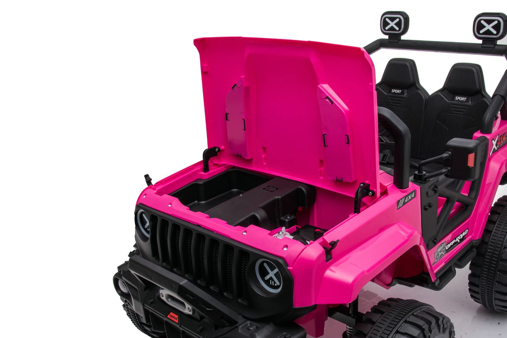 DAKOTT 12V Kids Electric Ride On Truck with Storage Space, Parental Remote Control, Music, MP3 Player & LED Lights - Spring Suspension for Boys & Girls - Perfect for Indoor & Outdoor Play, Birthday Gifts & Backyard Fun