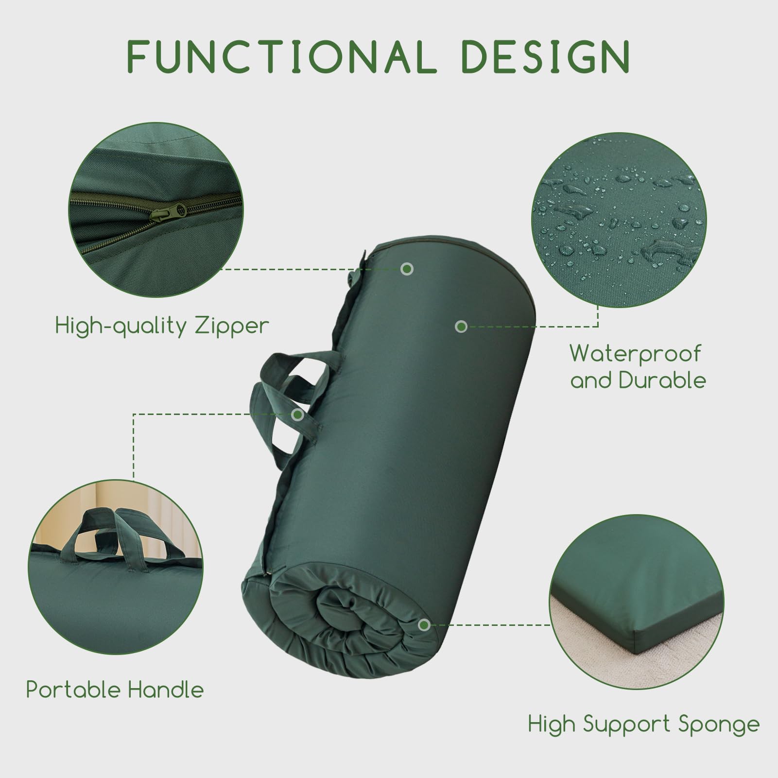 **HIGOGOGO Camping Mattress Pad - Portable Roll-Up Sleeping Mat for Adults, Lightweight & Comfortable - Perfect for Camping, Travel, Guest Beds & Car Sleeping**