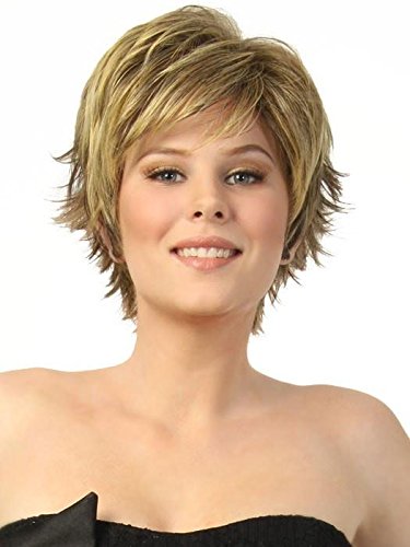 Raquel Welch Heat Friendly Synthetic Wig - Short Flirty Razored Cut in RL12/16 Honey Toast | Memory Cap II Base | Includes MaxWigs Hairloss Booklet | Perfect for Daily Wear, Special Occasions & Hair Loss Solutions