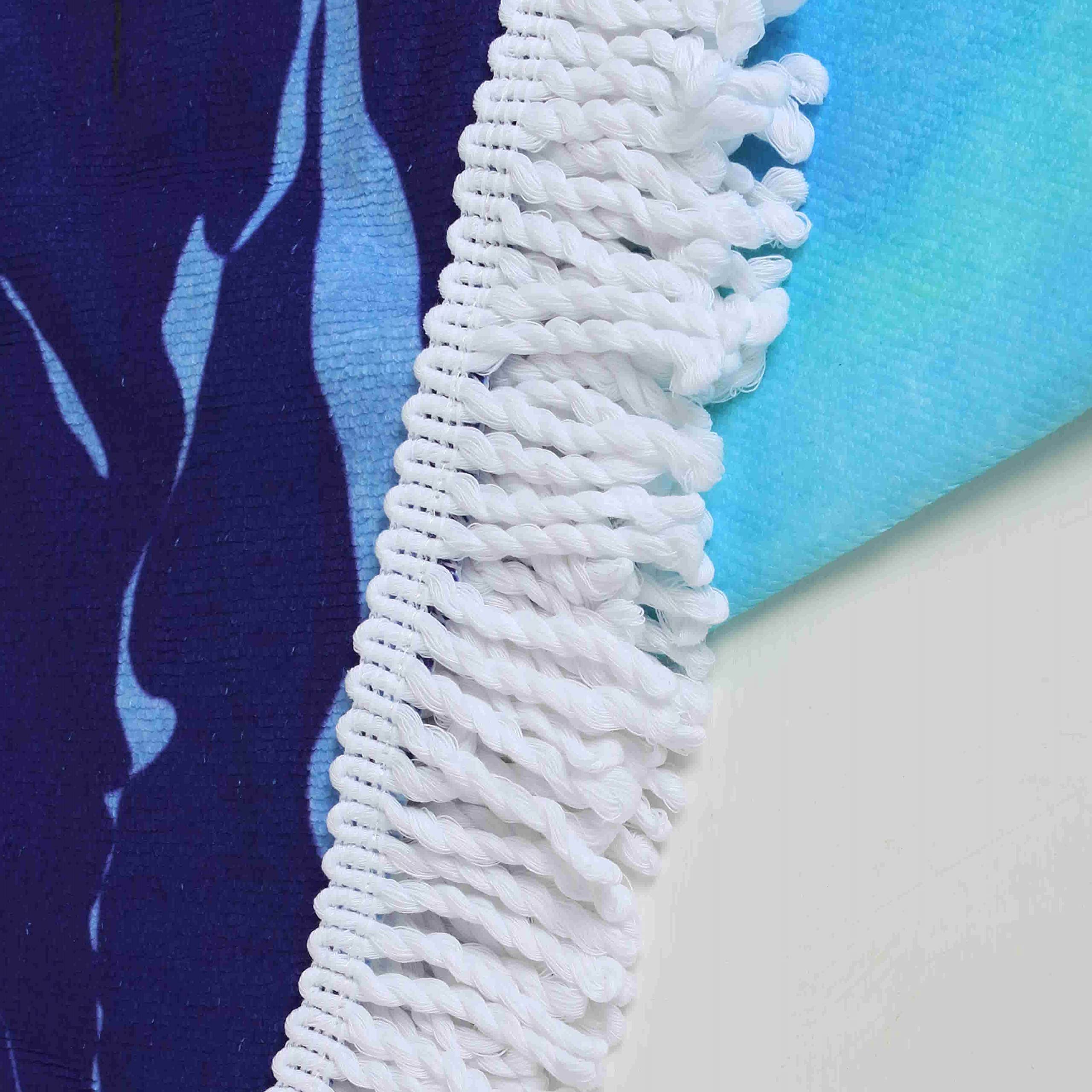 Violet Mist Blue Sea Wave Round Beach Blanket 60