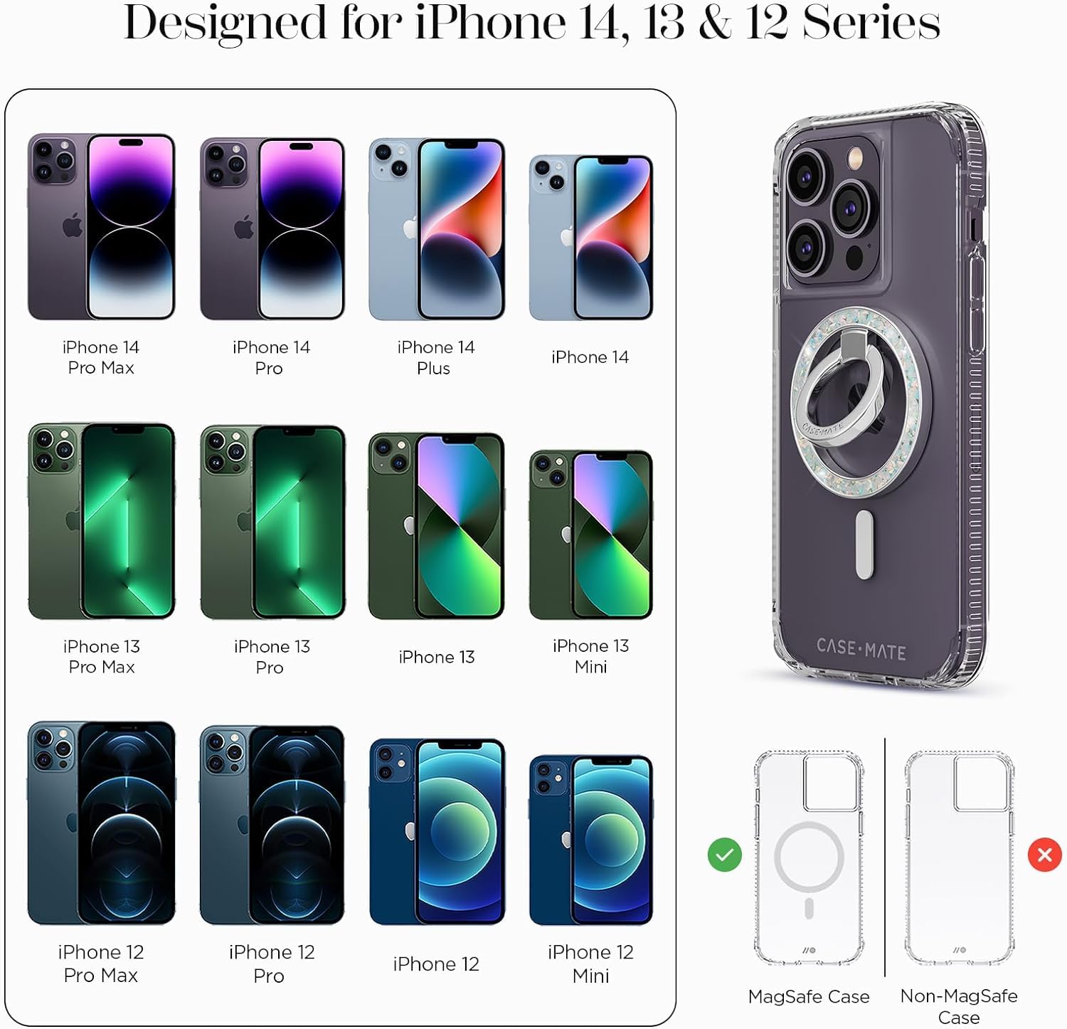 Case-Mate Magnetic Phone Holder with Swivel Stand & Detachable Ring - Compatible with iPhone 14 Pro Max/13 Pro/12 - MagSafe Accessories for Secure Mounting | Perfect for Car, Office & Home Use