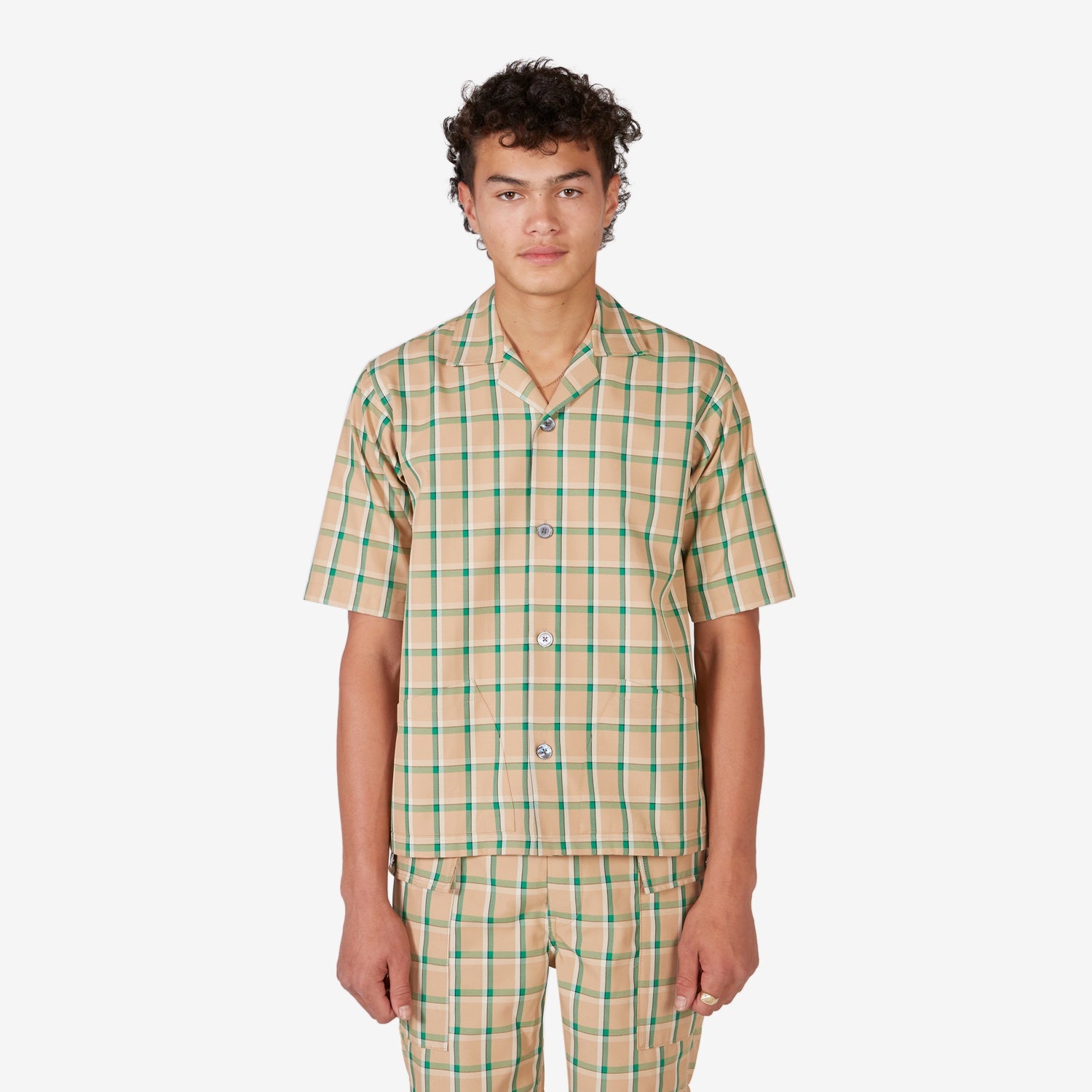 Stylish Coco Short Sleeve Shirt in Green Check Pattern - Perfect for Casual Outings & Summer Fashion