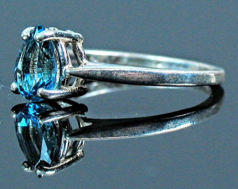 14K Solid Gold & Sterling Silver Swiss Blue Topaz Ring - Custom Made in Yellow, White, or Rose Gold - Size 6, 8, 163 499/143 499 - Perfect for Engagement, Anniversary & Special Occasion Gifts