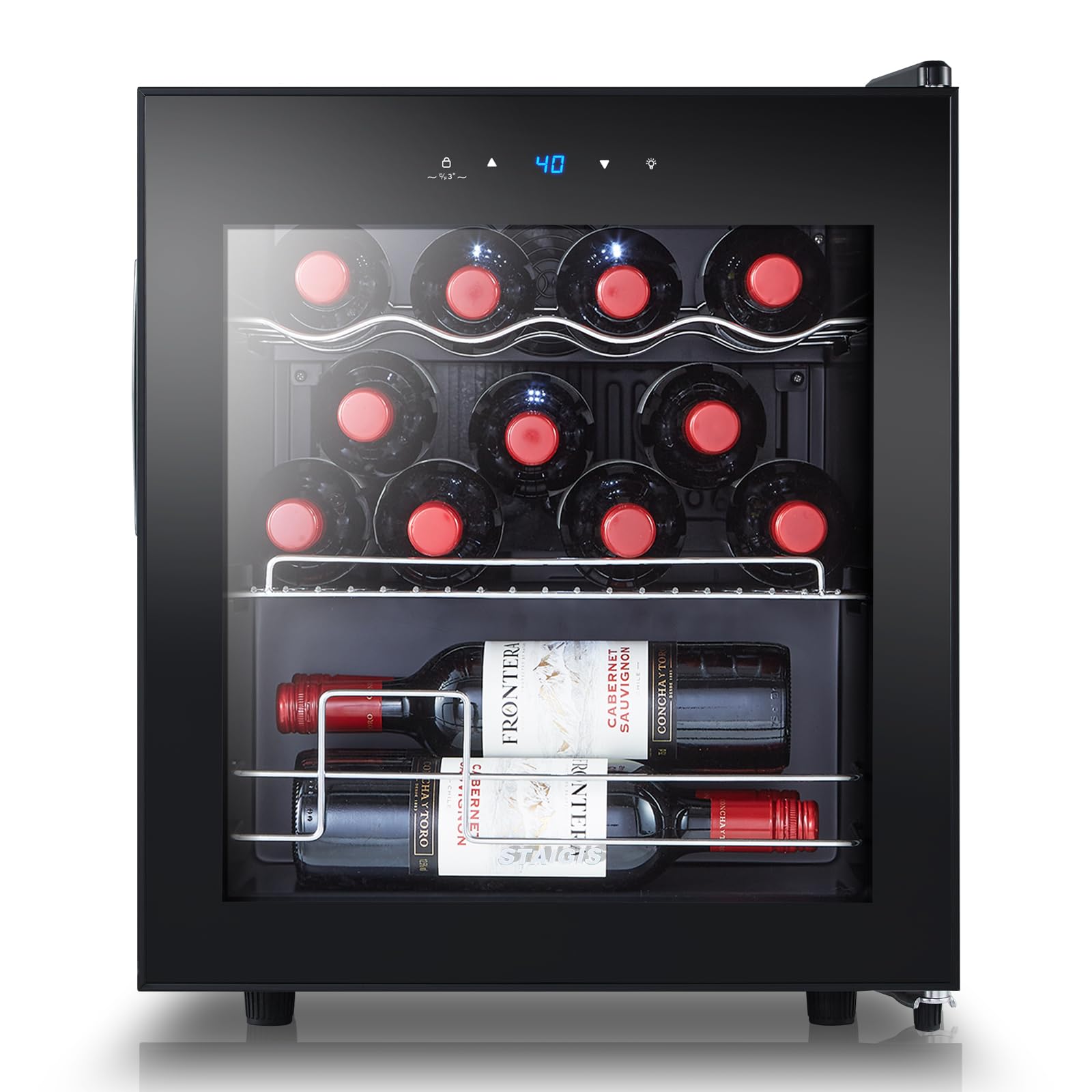 15 Bottle Mini Wine Fridge Freestanding - Digital Control Wine Cooler Refrigerator for Red & White Wine with Glass Door - Perfect for Home Bar, Kitchen Countertop & Office Use