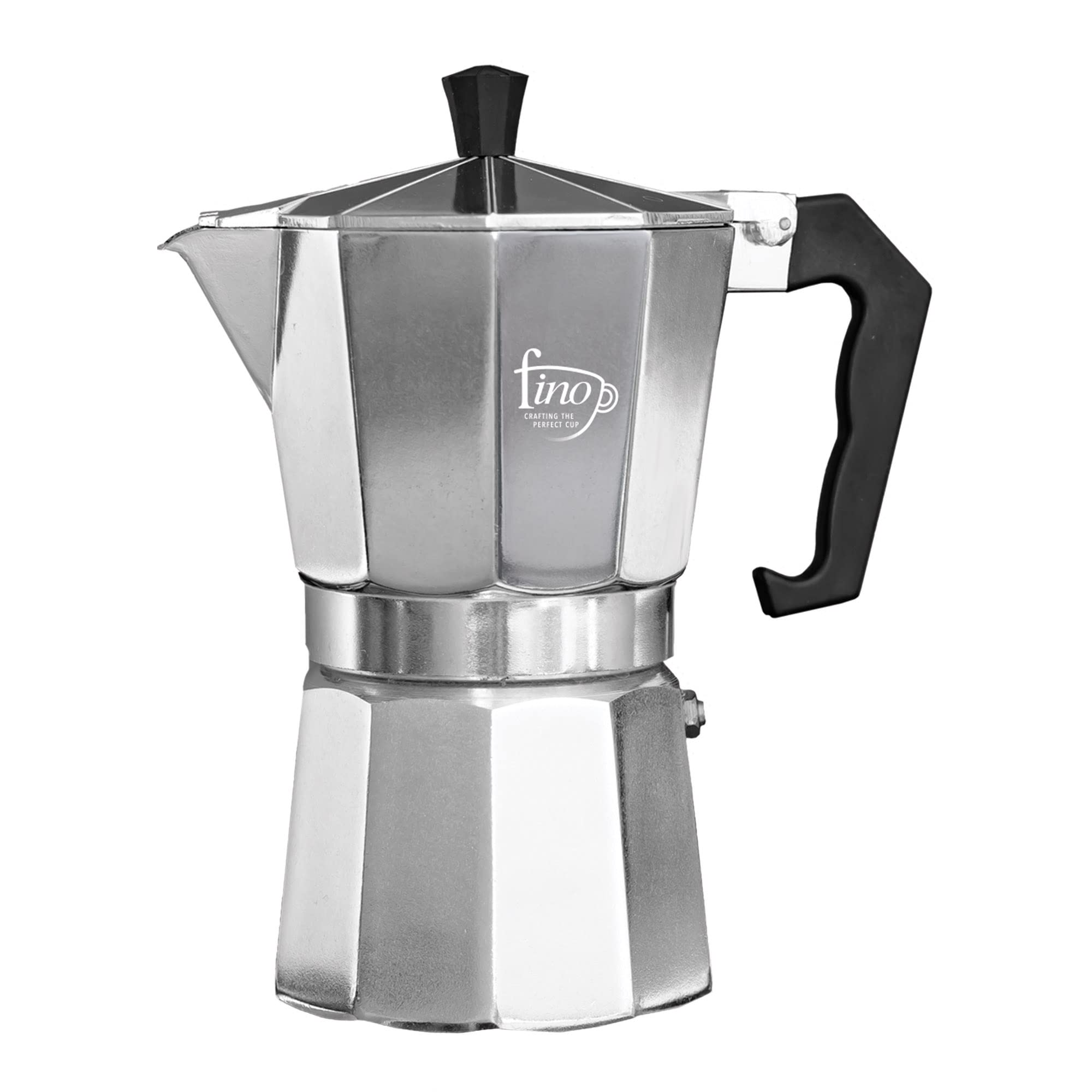 Fino Stovetop Espresso Coffee Maker - 3 Cup Italian Moka Pot for Rich Espresso, Perfect for Home, Office & Camping Use