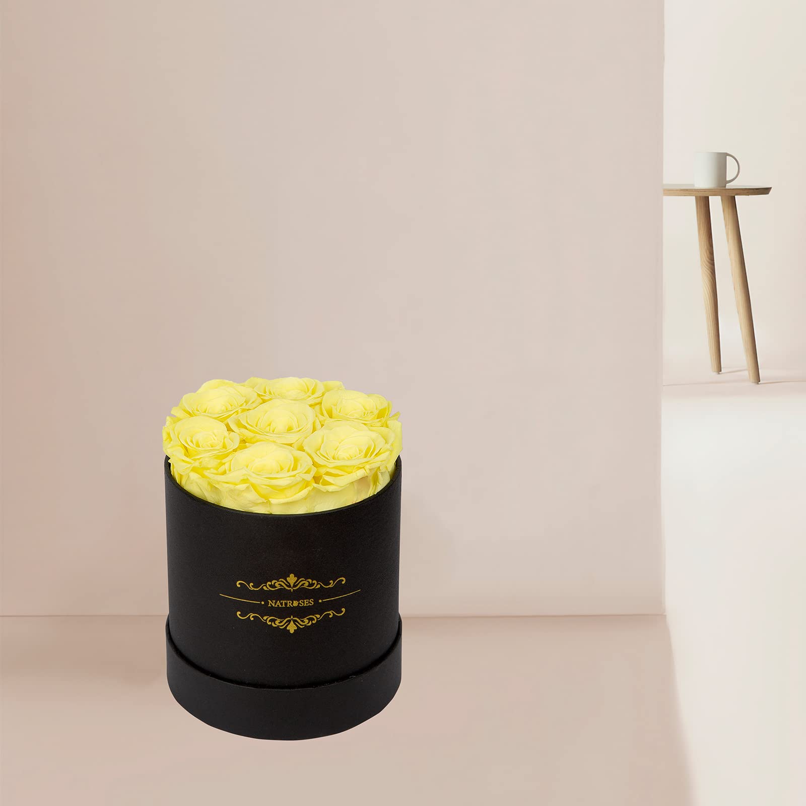 NATROSES Preserved Real Roses in a Box - Lasts 3 Years | Long-Lasting Rose Gift for Women, Birthday, Anniversary, Valentine's Day (Yellow) | Perfect for Home Decor, Wedding Centerpieces & Romantic Surprises