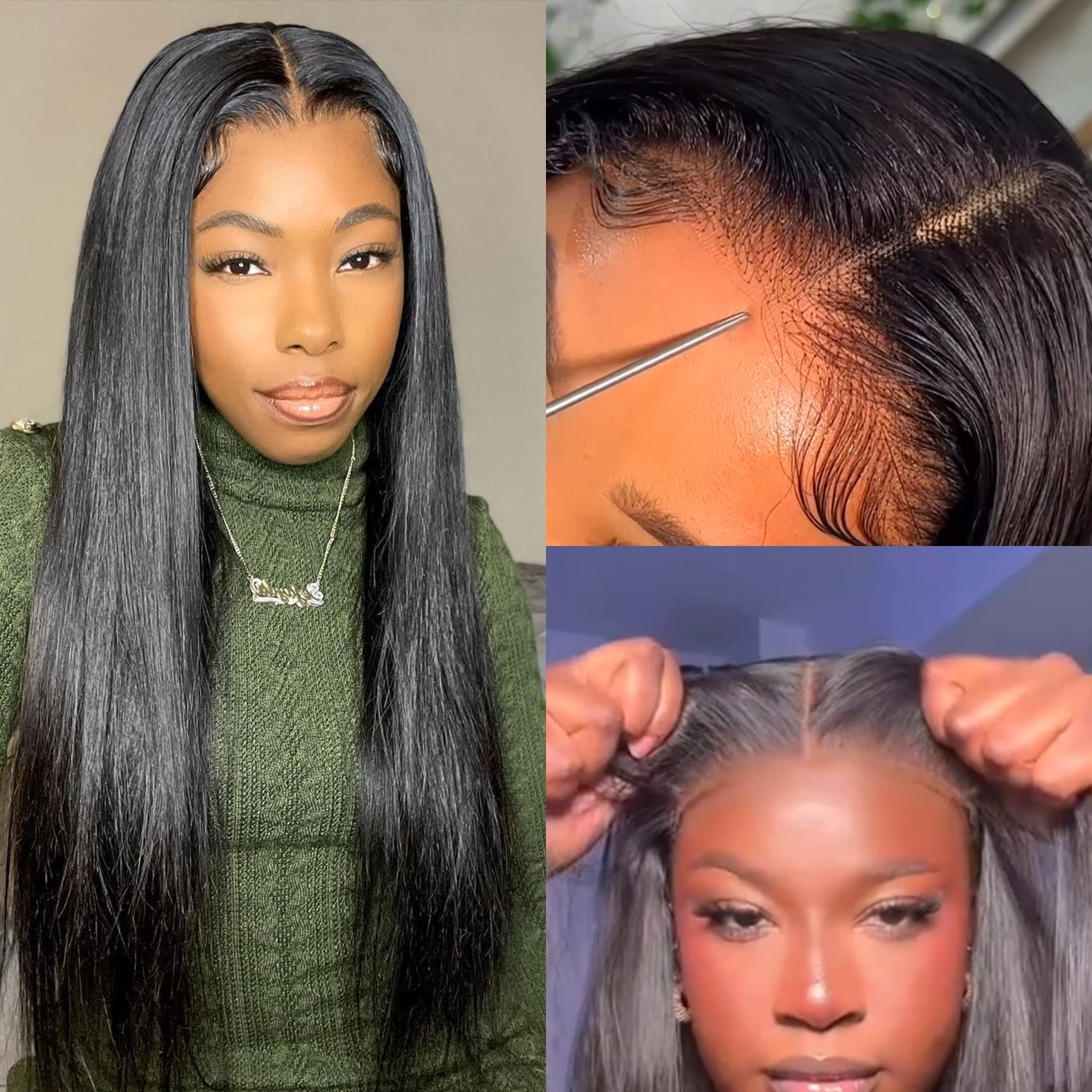 26Inch Straight Glueless Human Hair Wigs with 4X6 HD Lace Front - Pre Cut, Pre Plucked, Invisible & Comfortable for Women - Perfect for Daily Wear, Cosplay, and Quick Styling - OQ Hair Beginner Friendly Wig