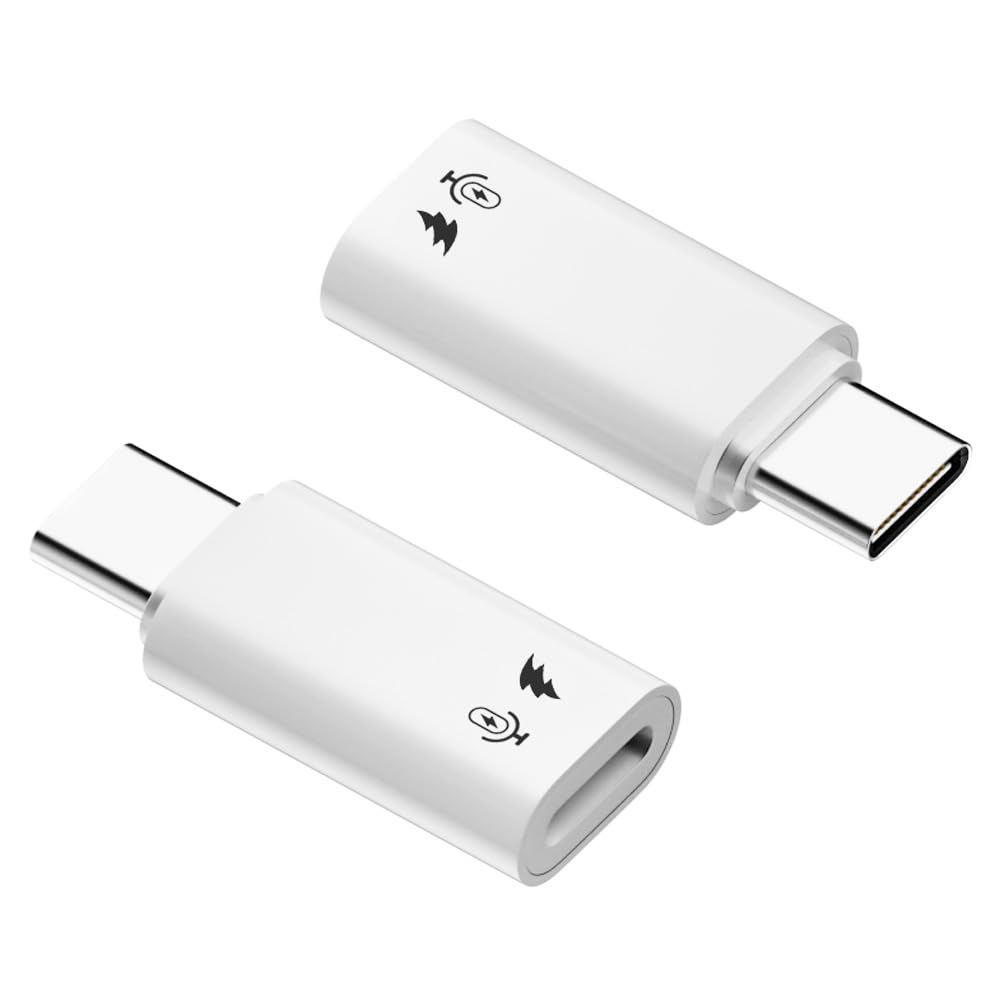 AuviPal USB C to Lightning Microphone Adapter (2 Pack) - USB C Male to Lightning Female Converter for Wireless Lavalier Mic - Aluminum Alloy - White - Perfect for Podcasting, Live Streaming & Video Recording