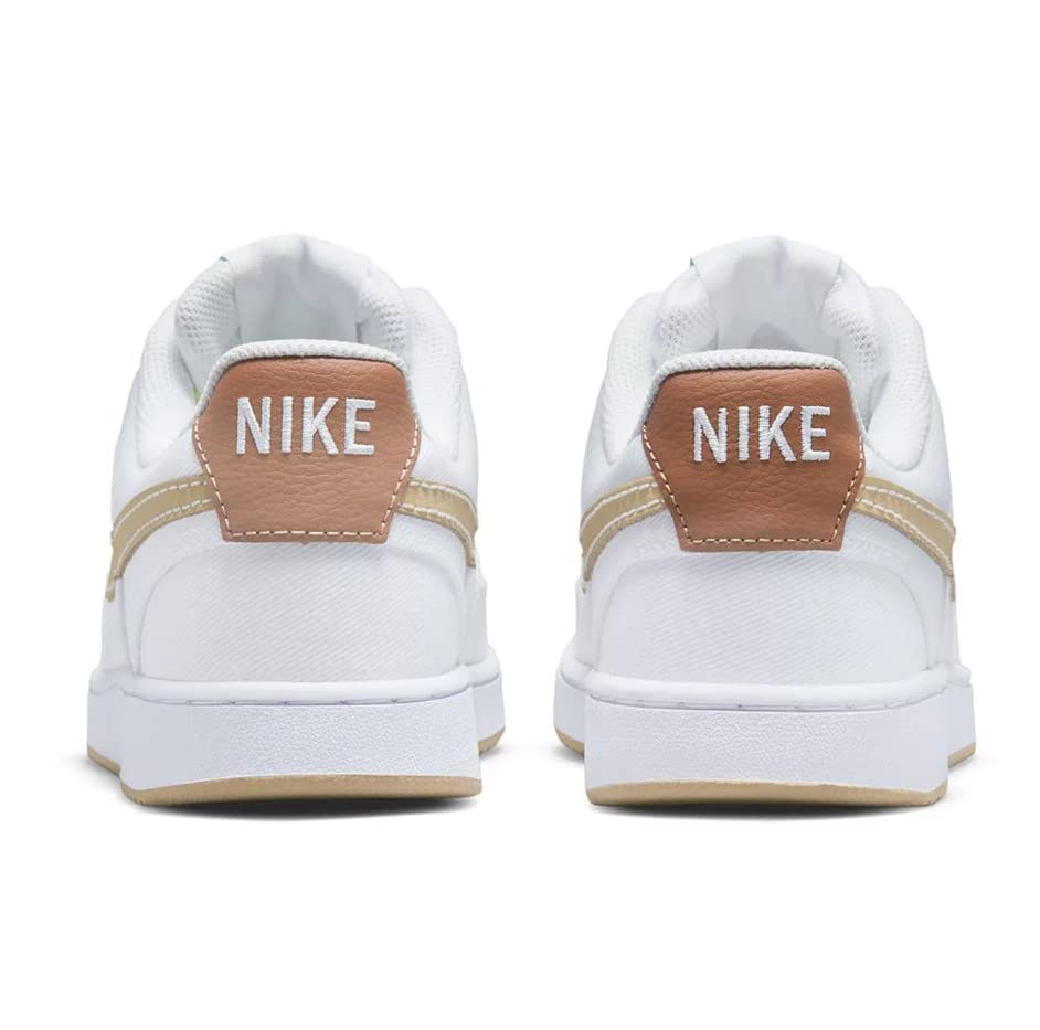 Nike Men's Court Vision Low Sneakers - White/Mineral Clay-Sesame Canvas Shoes (DV0736-100) - Size 12 | Casual Wear, Street Style & Everyday Comfort