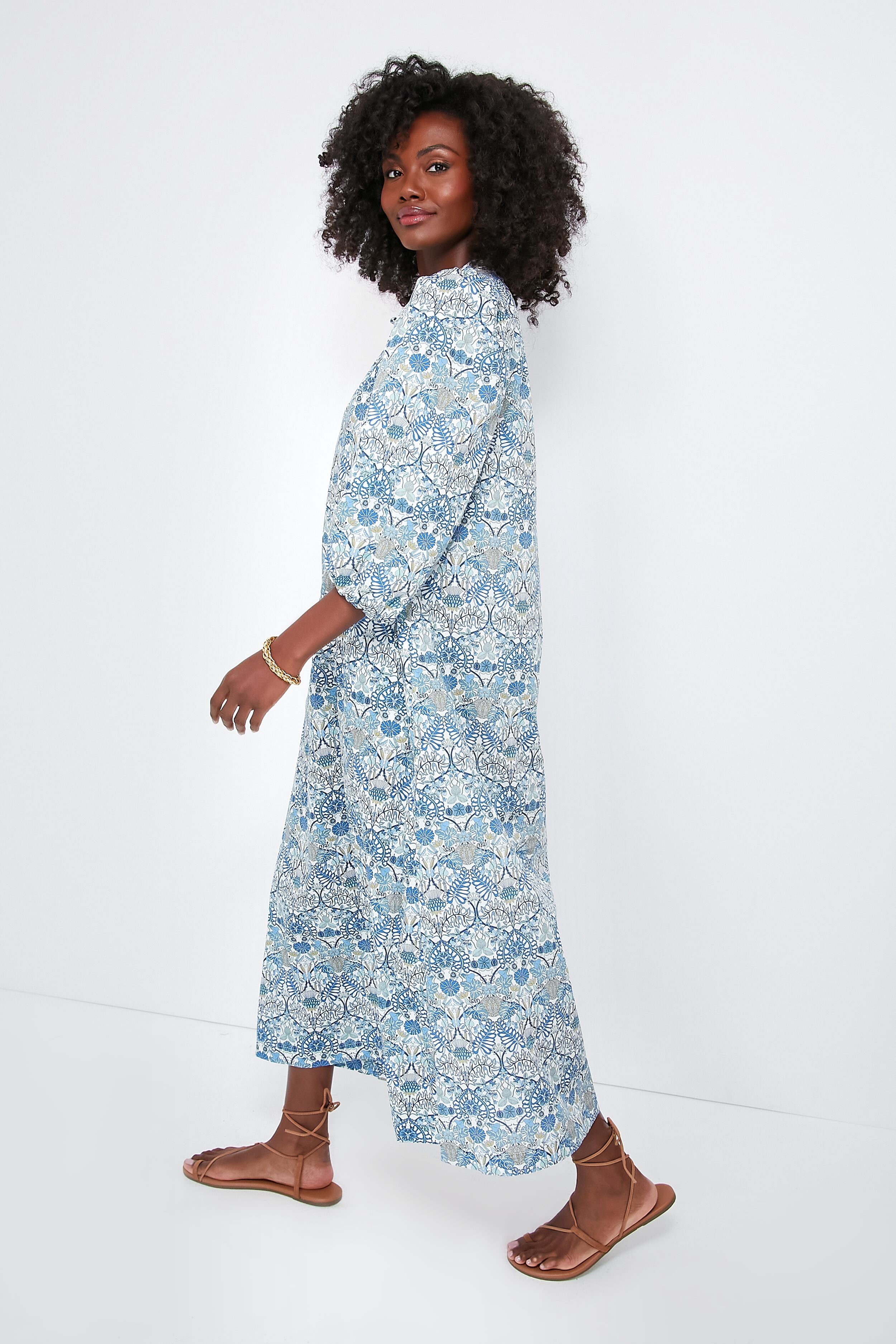 Blue Morris Allotment Maya Dress - Floral Print Summer Maxi Dress for Women | Boho Chic Beach Dress, Vacation & Party Wear