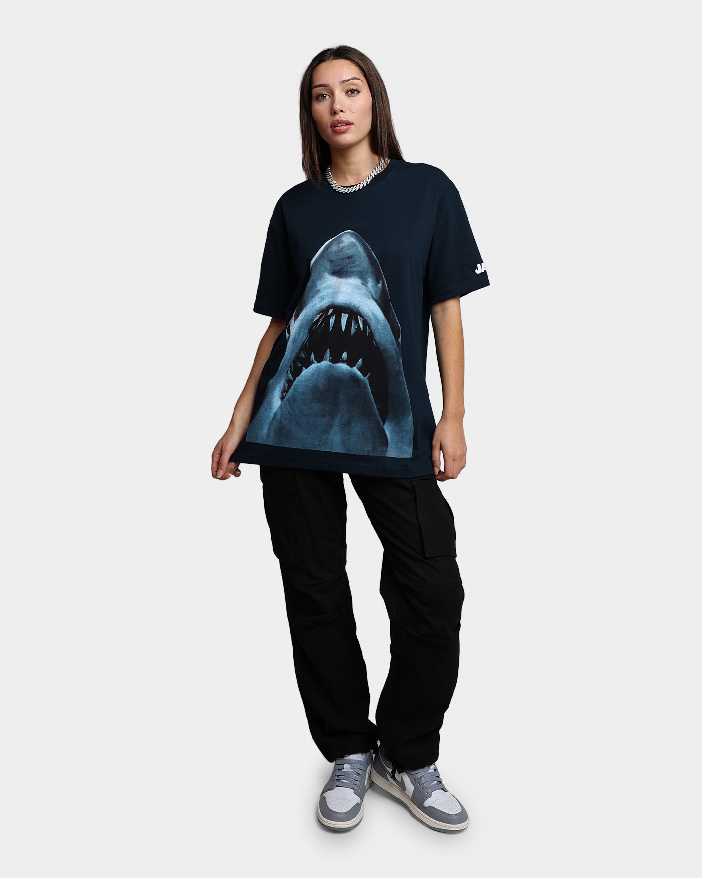 American Thrift X Jaws Vintage T-Shirt Navy Blue - Retro Movie Tee for Casual Wear & Shark Week