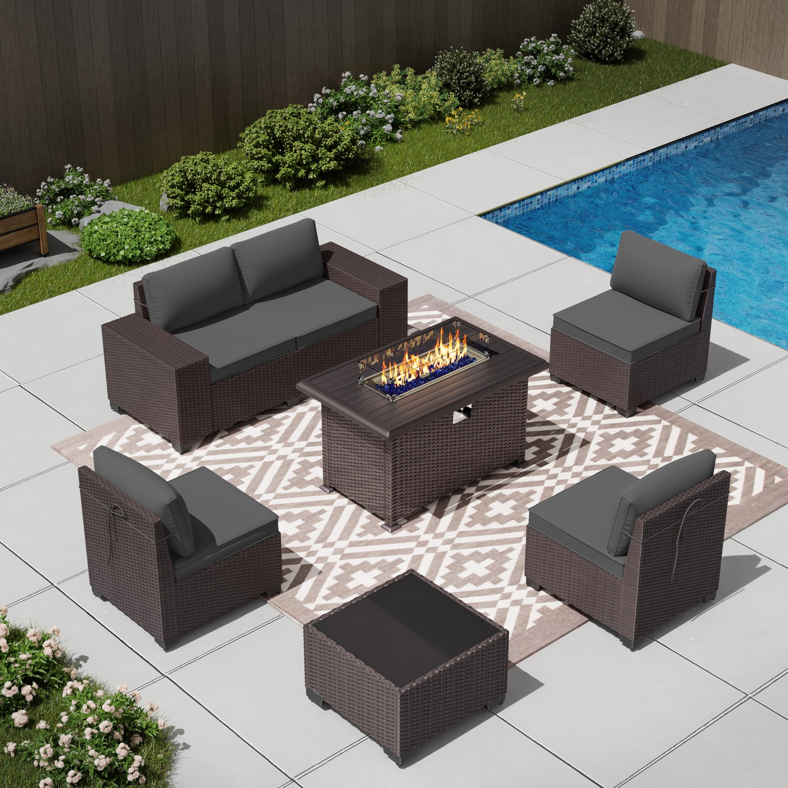 7-Piece Outdoor Patio Furniture Set with 43