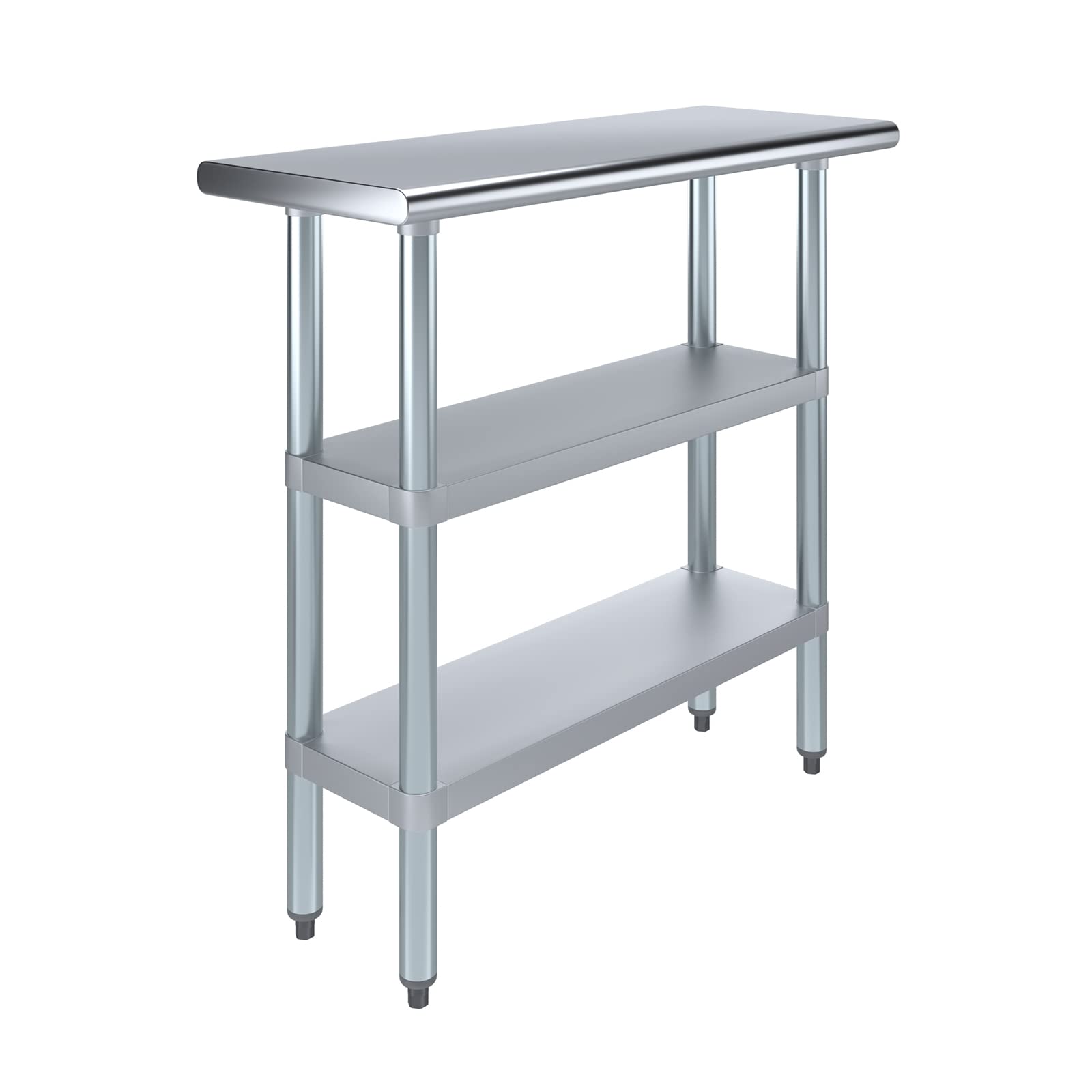 Stainless Steel Work Table with 2 Shelves - Heavy Duty Metal Utility Table for Commercial Kitchen & Home Use | NSF Certified, 36
