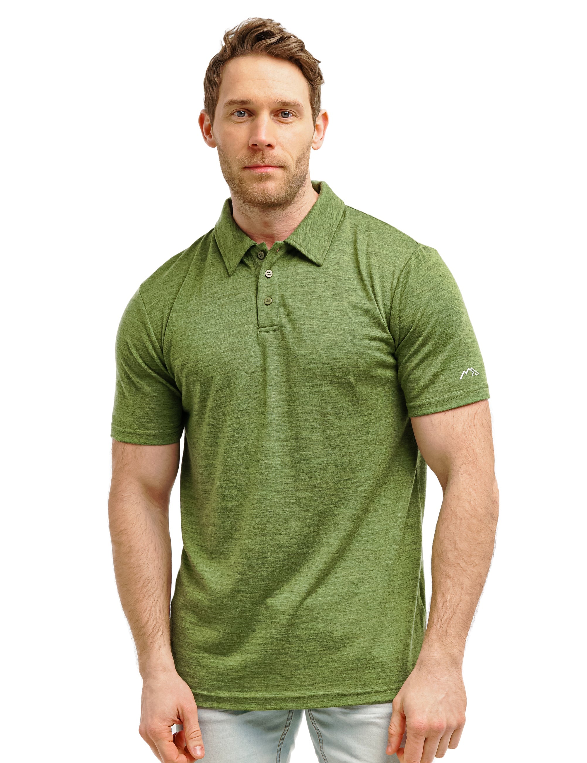 Premium Men's Merino Wool Polo Shirt - 165 GSM Breathable Olive Green - Perfect for Golf, Business Casual & Outdoor Activities