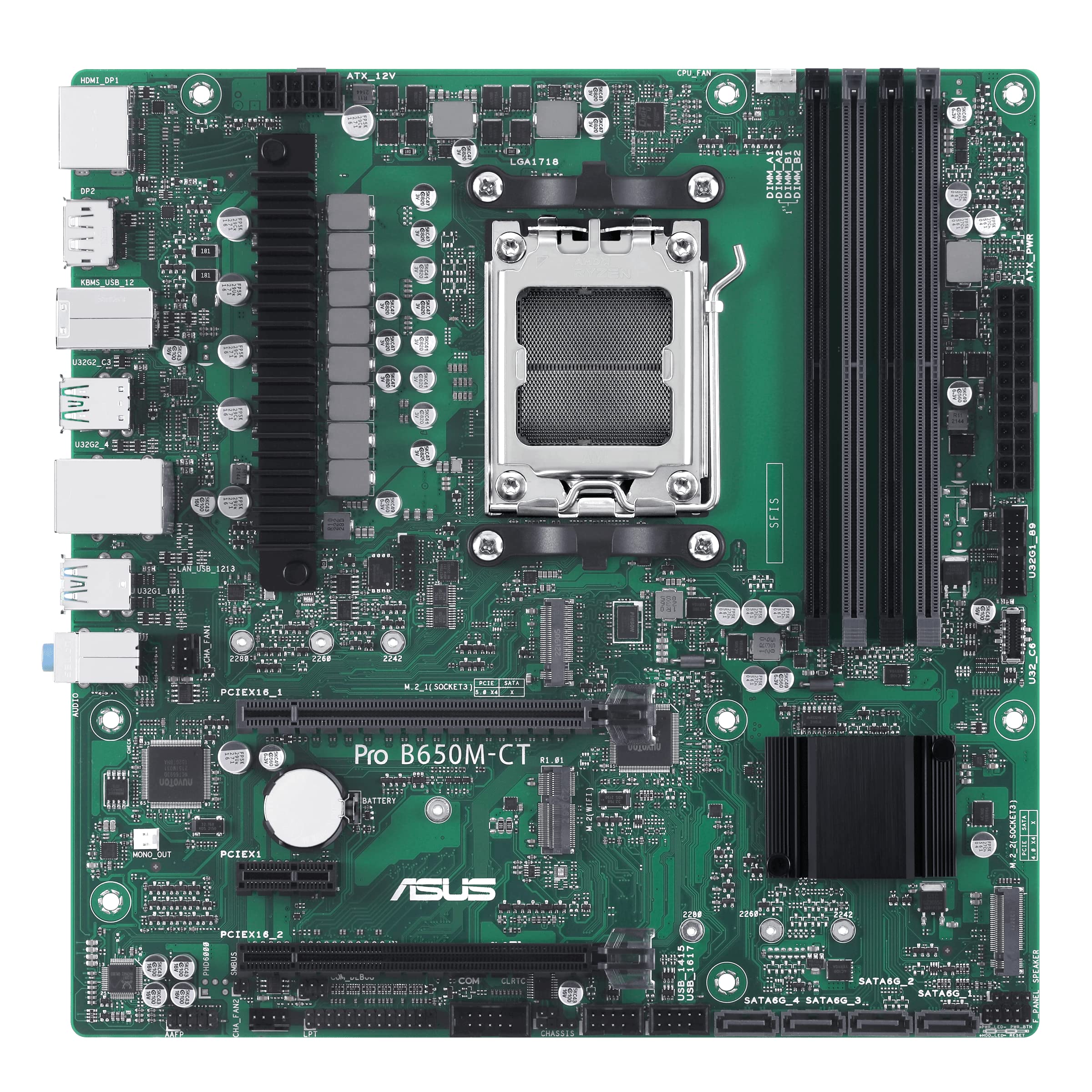ASUS Pro B650M-CT-CSM AMD B650 Micro-ATX Motherboard for Ryzen 7000 | DDR5, PCIe 5.0, Dual M.2 Slots, USB 3.2 Gen 2 | Business & Gaming PC Build | Perfect for Office Workstations & Home Gaming Rigs