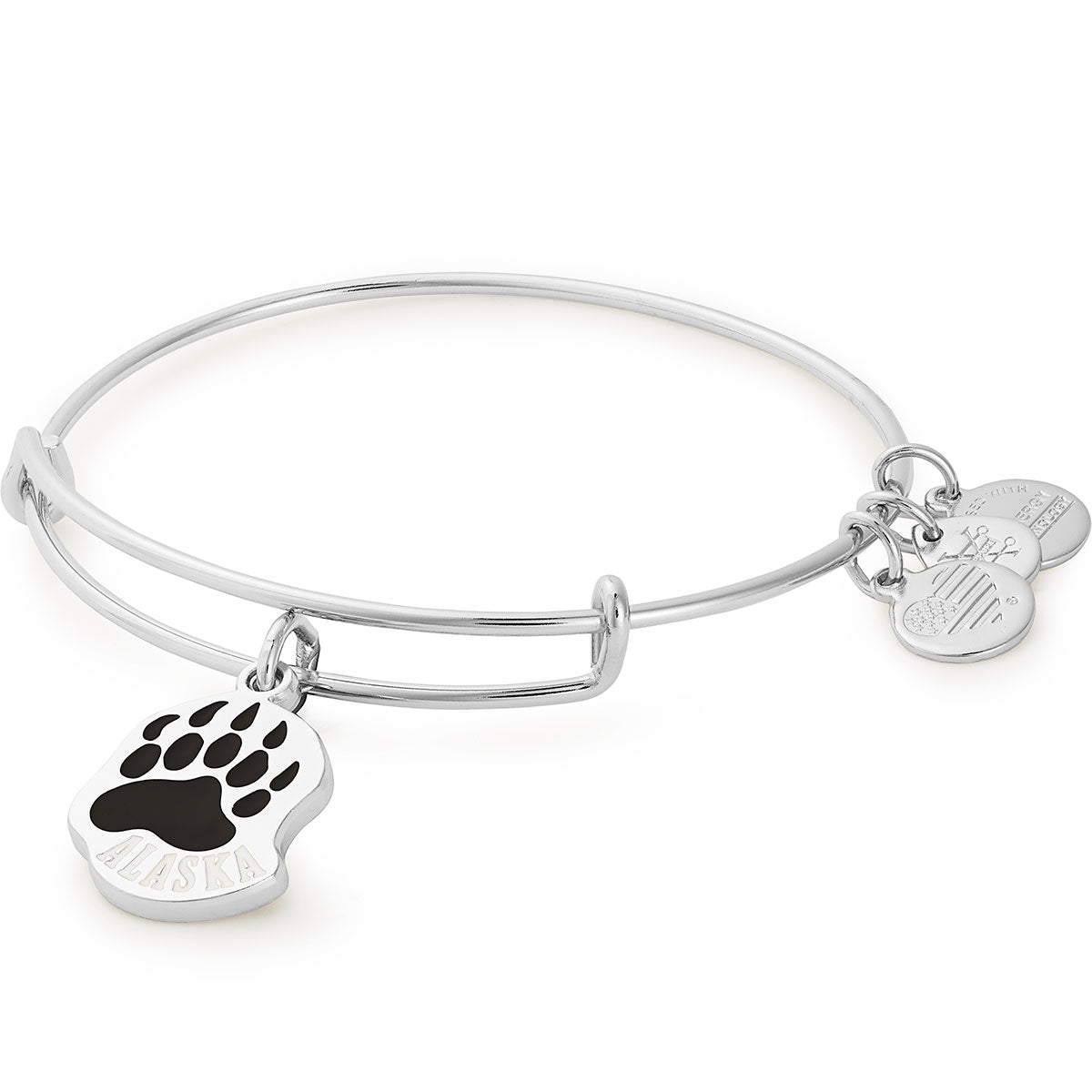 Alaska Bear Paw Charm Bangle Bracelet - Sterling Silver Animal Jewelry for Women - Perfect for Outdoor Adventures & Nature Lovers