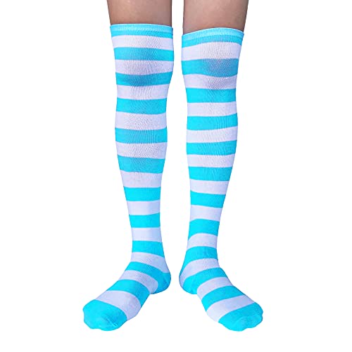 White and Sky Blue Striped