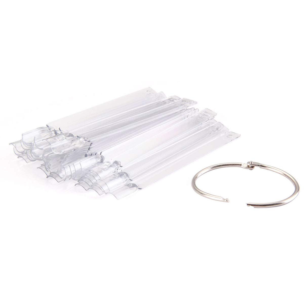 50pcs Clear Fan-Shaped False Nail Tips - Minkissy Nail Art Display Stand with Metal Ring for Salon & Practice | Perfect for Nail Polish Showcase, Manicure Training & Retail Display