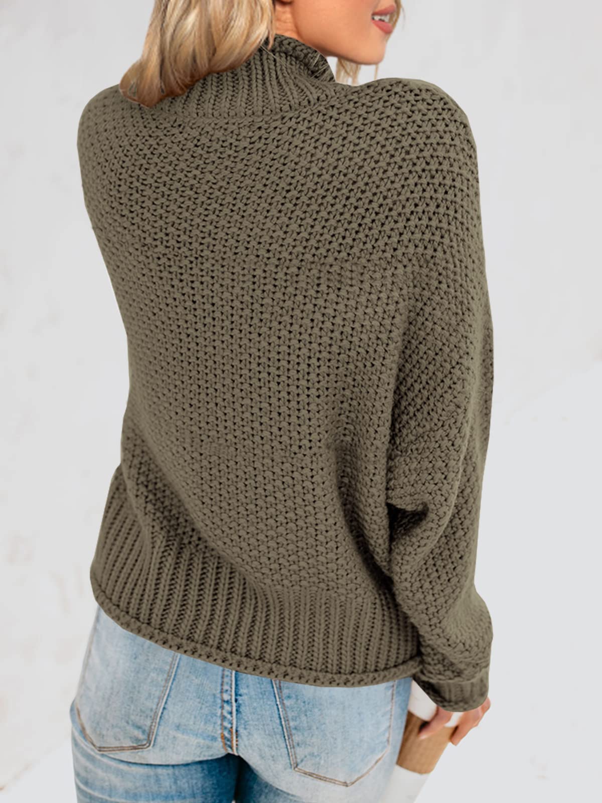 Saodimallsu Women's Oversized Turtleneck Sweater - Batwing Long Sleeve Chunky Knit Pullover | Casual Winter Wear, Office Outfit, Cozy Fall Fashion