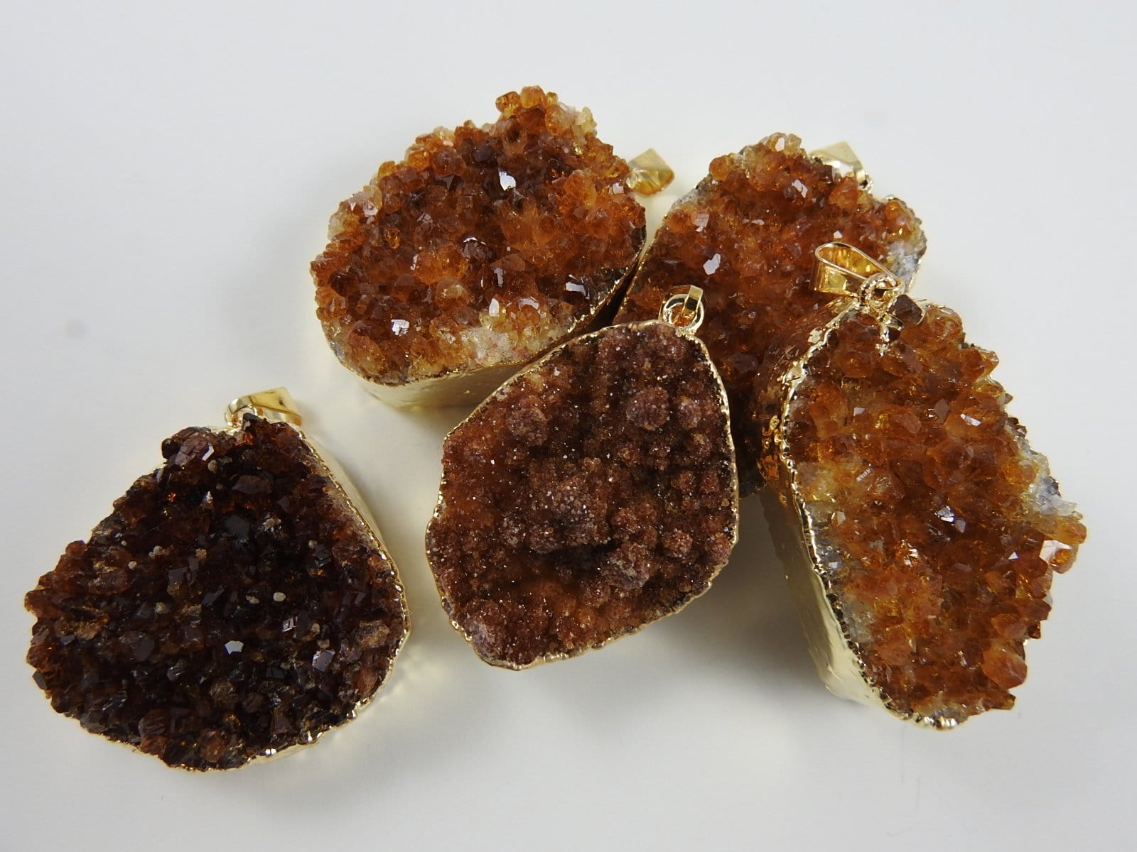 Natural Citrine Druzy Gold Foil Pendant Necklace - Elegant Healing Crystal Jewelry for Women | Perfect for Gifts, Meditation & Spiritual Healing