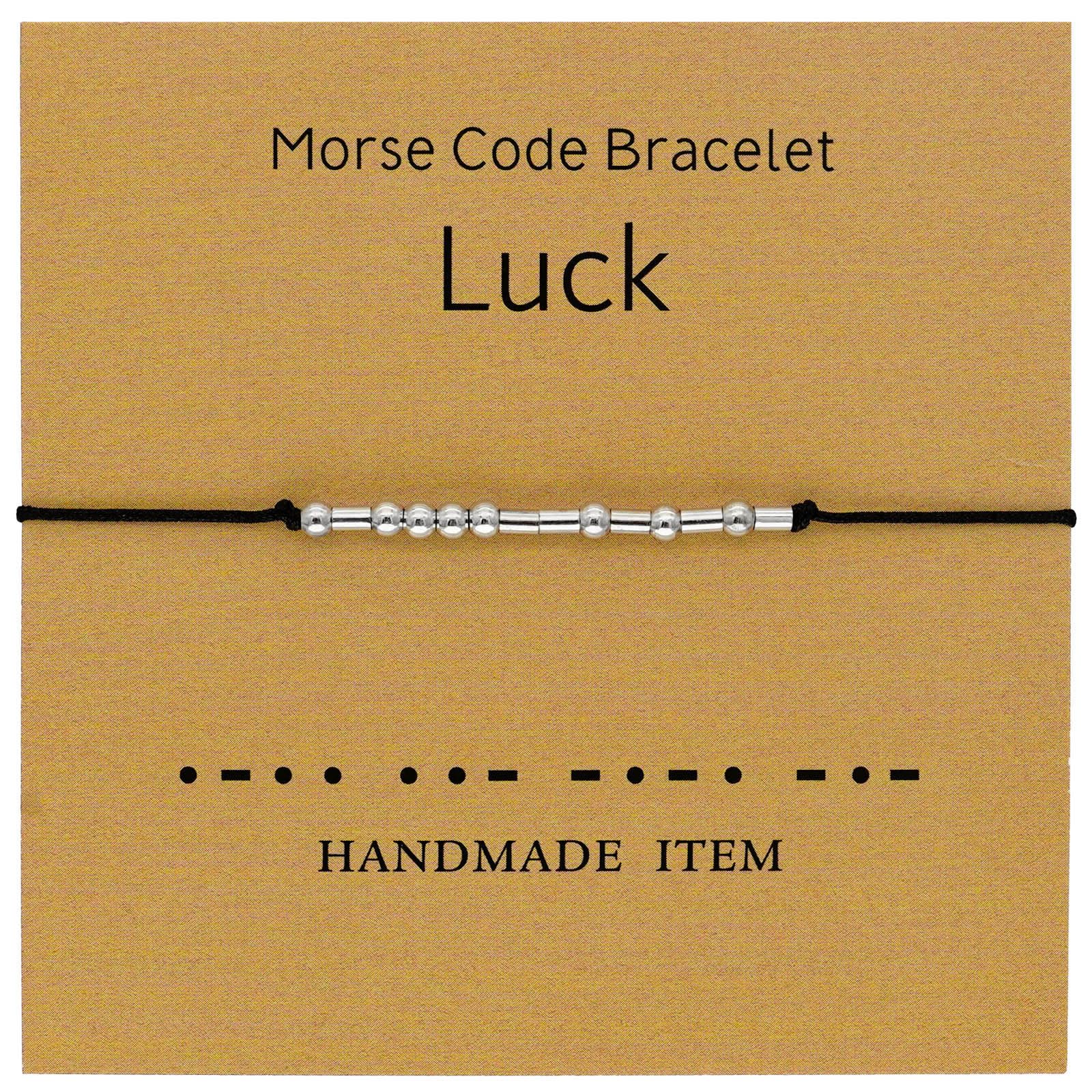 Tidefire Morse Code Bracelet for Women & Men - Secret Message Beads Friendship Bracelet with Silk Cord & Meaning Card - Perfect for Couples, Gifts, and Special Occasions