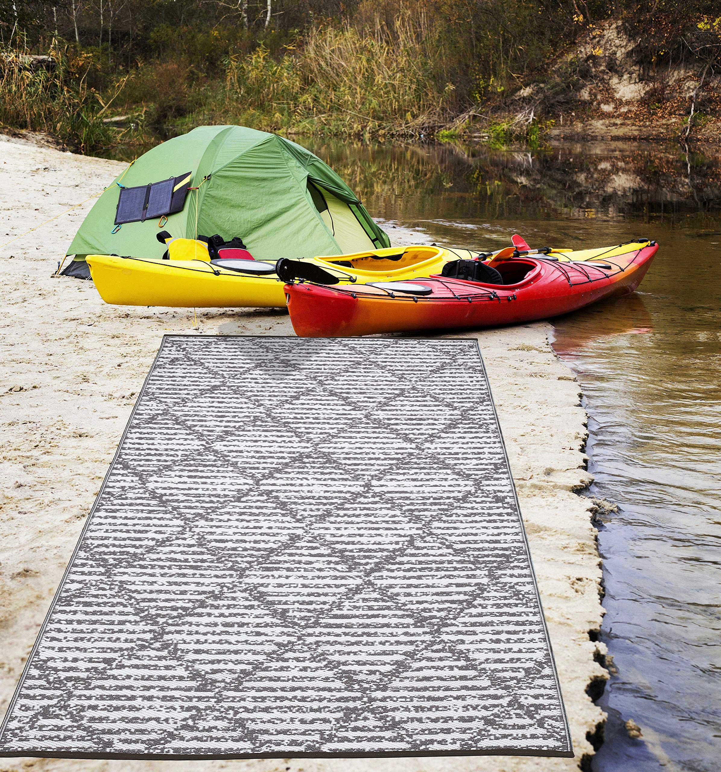 Fiesta Premium Quick Dry Reversible Plastic Rug - Indoor/Outdoor Use for RV, Camping, Beach, Picnic, Patio & Poolside - 6x9 Feet - Perfect for Outdoor Adventures & Home Decor