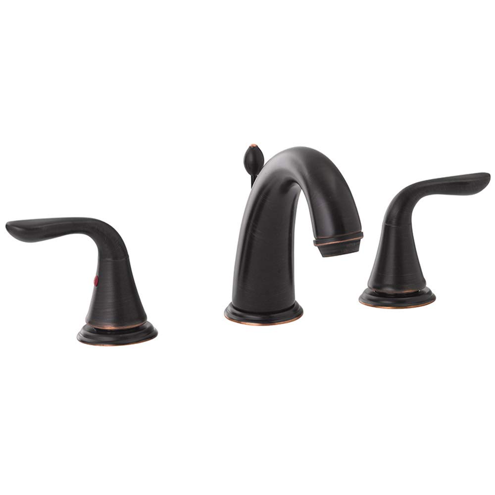 Oil Rubbed Bronze Two Handle Wide Spread Bathroom Faucet with Pop-Up Drain - Vintage Style Bathroom Sink Faucet for Modern & Traditional Decor