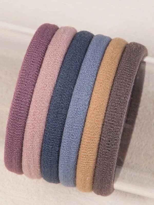 Jay Gopal Fashion Elastic Hair Ties - Thick Cotton Ponytail Holders for Women & Girls (50 Pack, Multicolor) | Soft Hair Rubber Bands for Daily Use, Workout, Yoga & School Hairstyles