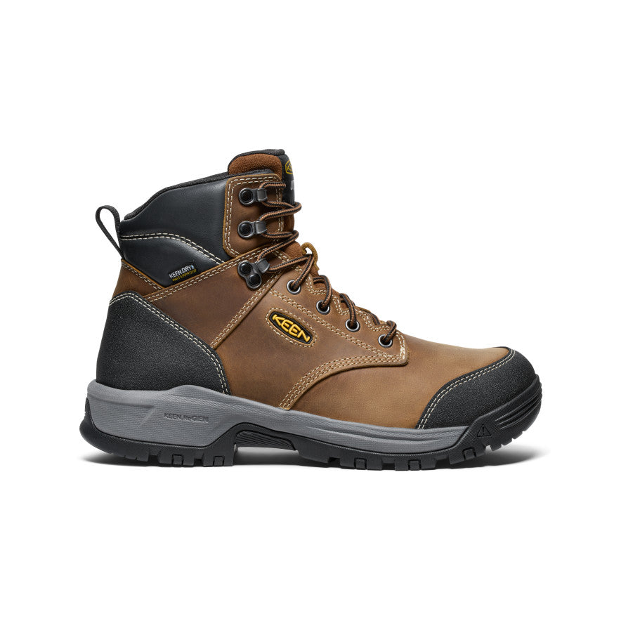 Men's Evanston 6 Waterproof Soft Toe Work Boots - Bison/Black - Durable & Comfortable for Construction, Hiking & Outdoor Activities