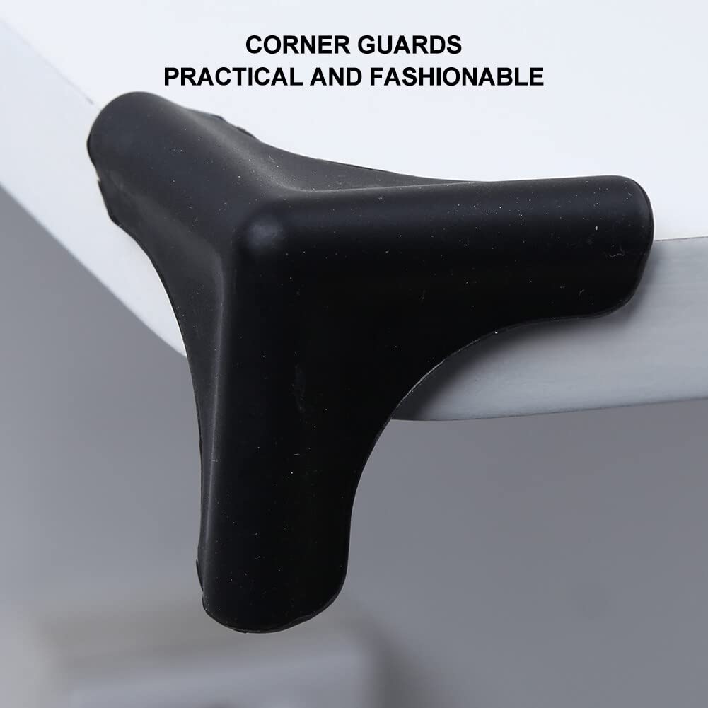 4-Pack Wallfire Baby Corner Guards - Soft Food Grade Silicone Edge Protectors for Furniture, Non-Toxic Child Safety Bumpers (Black) - Perfect for Baby Proofing Tables, Cabinets and Sharp Corners