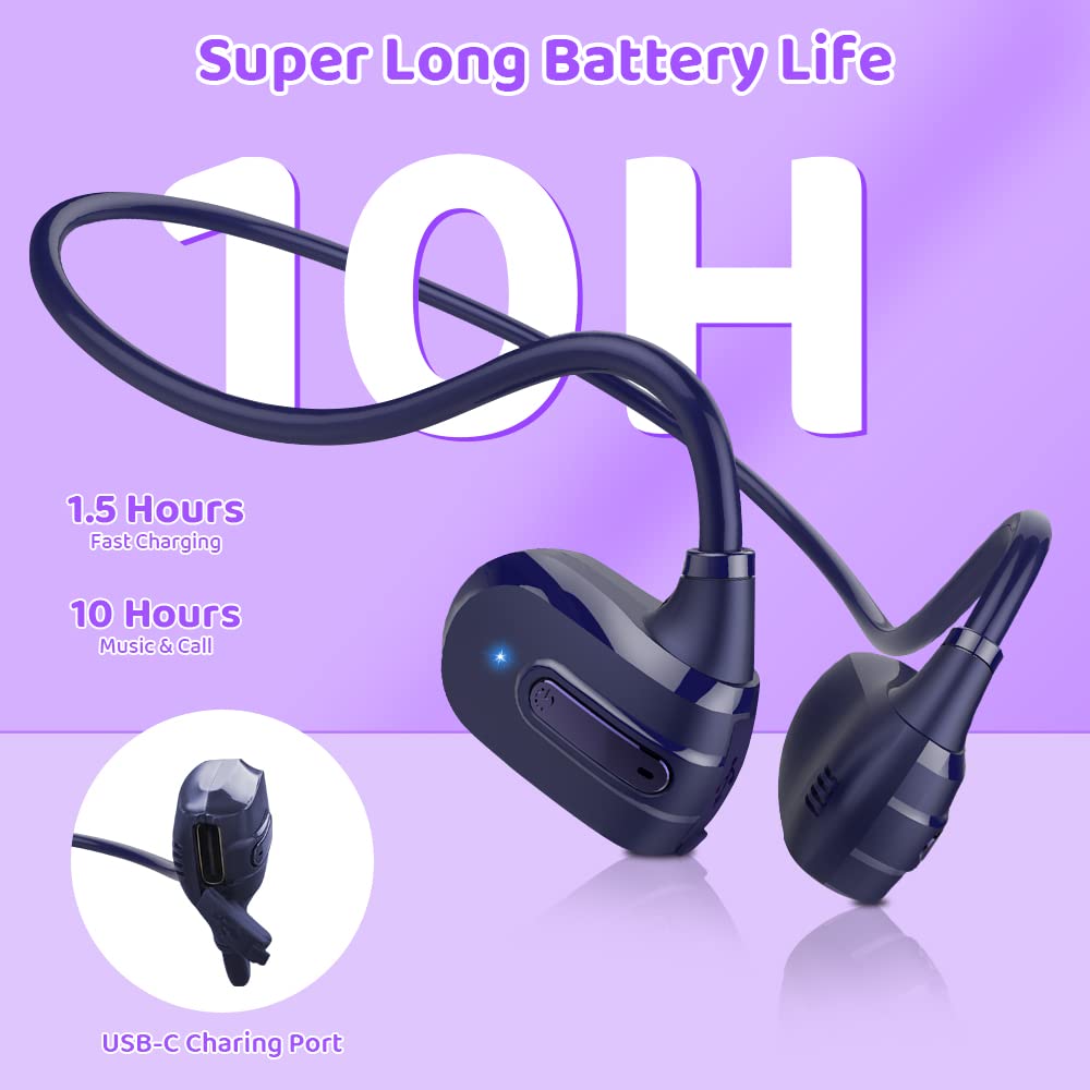 Golvery Open Ear Kids Headphones - Wireless Bluetooth 5.3 Headphones for Children with Safe Hearing Protection, Built-in Mic, Lightweight Comfort Fit & 10H Playtime - Perfect for School, Travel, Online Learning and Tablet/Kindle Use