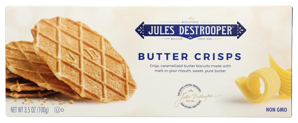 Jules Destrooper B30101 Butter Crisps Cookies - 12 Pack (3.5oz Each) | Delicious Belgian Butter Wafers for Tea Time, Gifts & Snacking